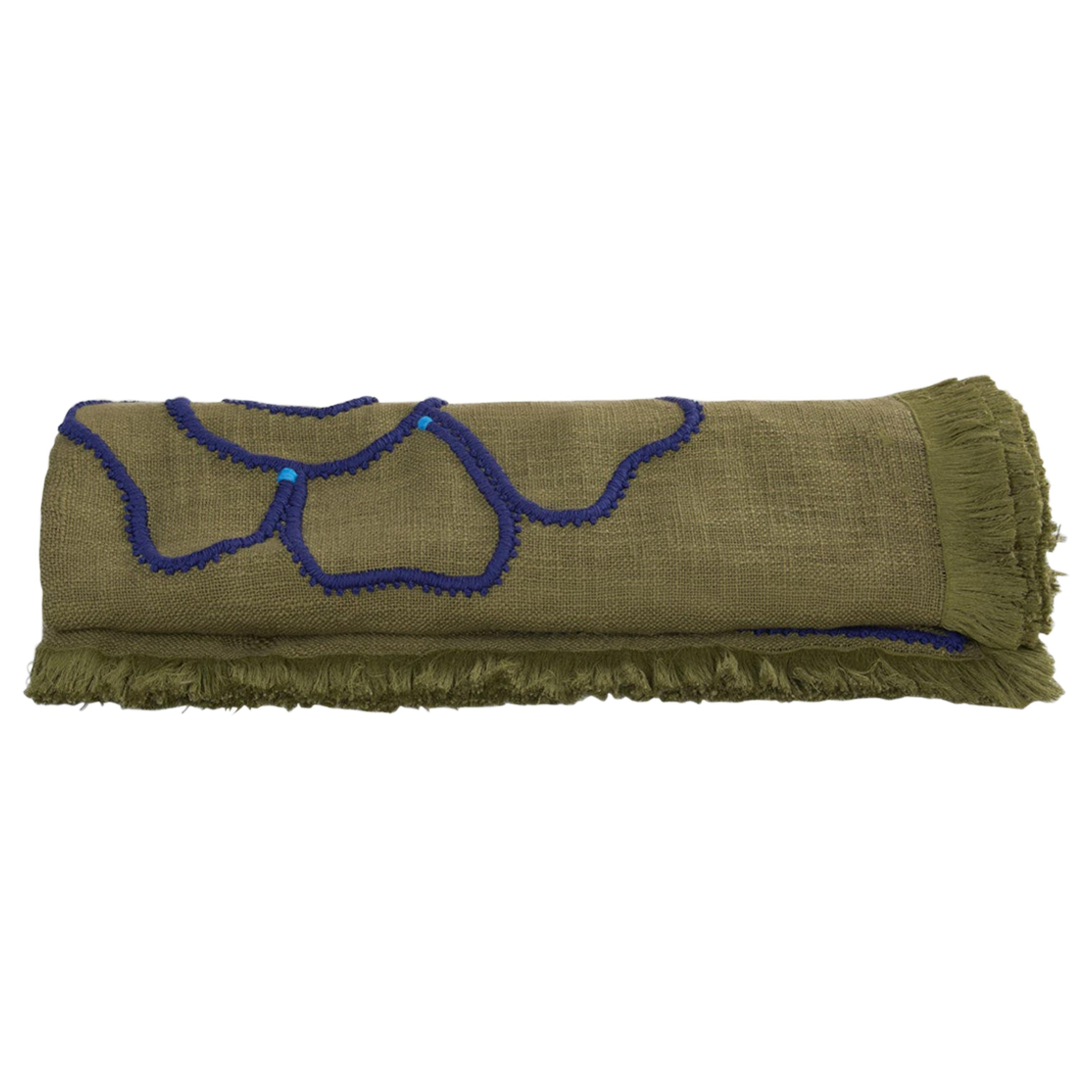 Kingsmead Hand Embroidered Green Throw Blanket