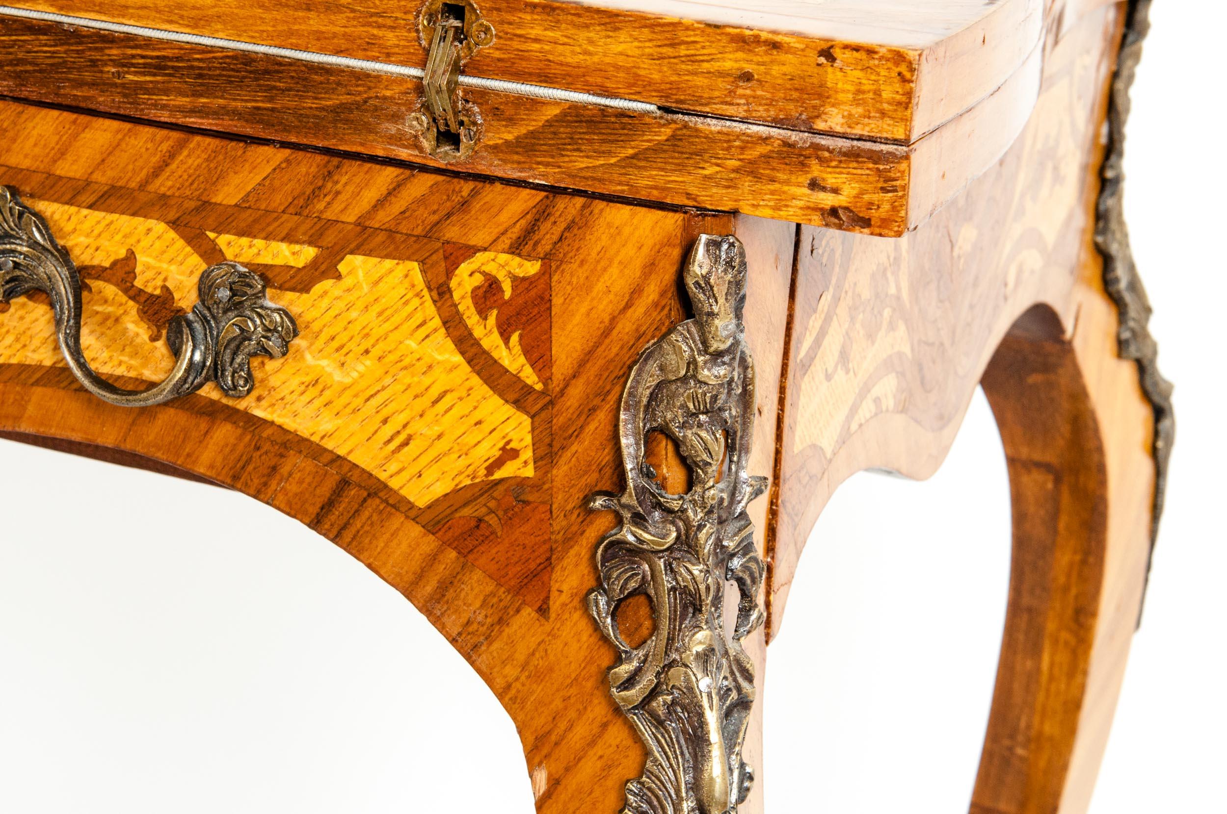 Marquetry Kingwood / Mounted Bronze Details Card Table