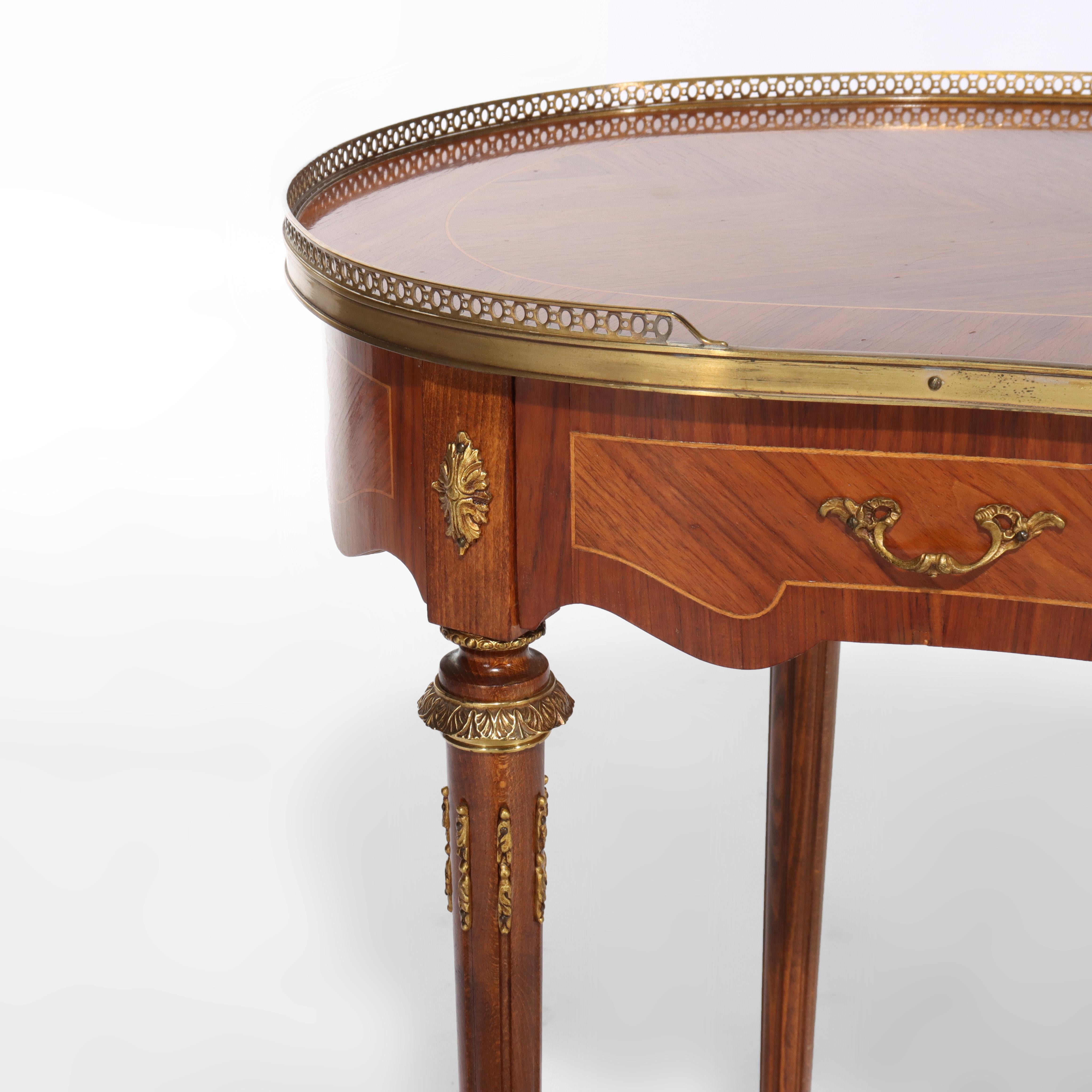 Palissandro Kingwood, Satinwood & Ormolu Single-Drawer Kidney Shaped Lady’s Writing Desk in vendita