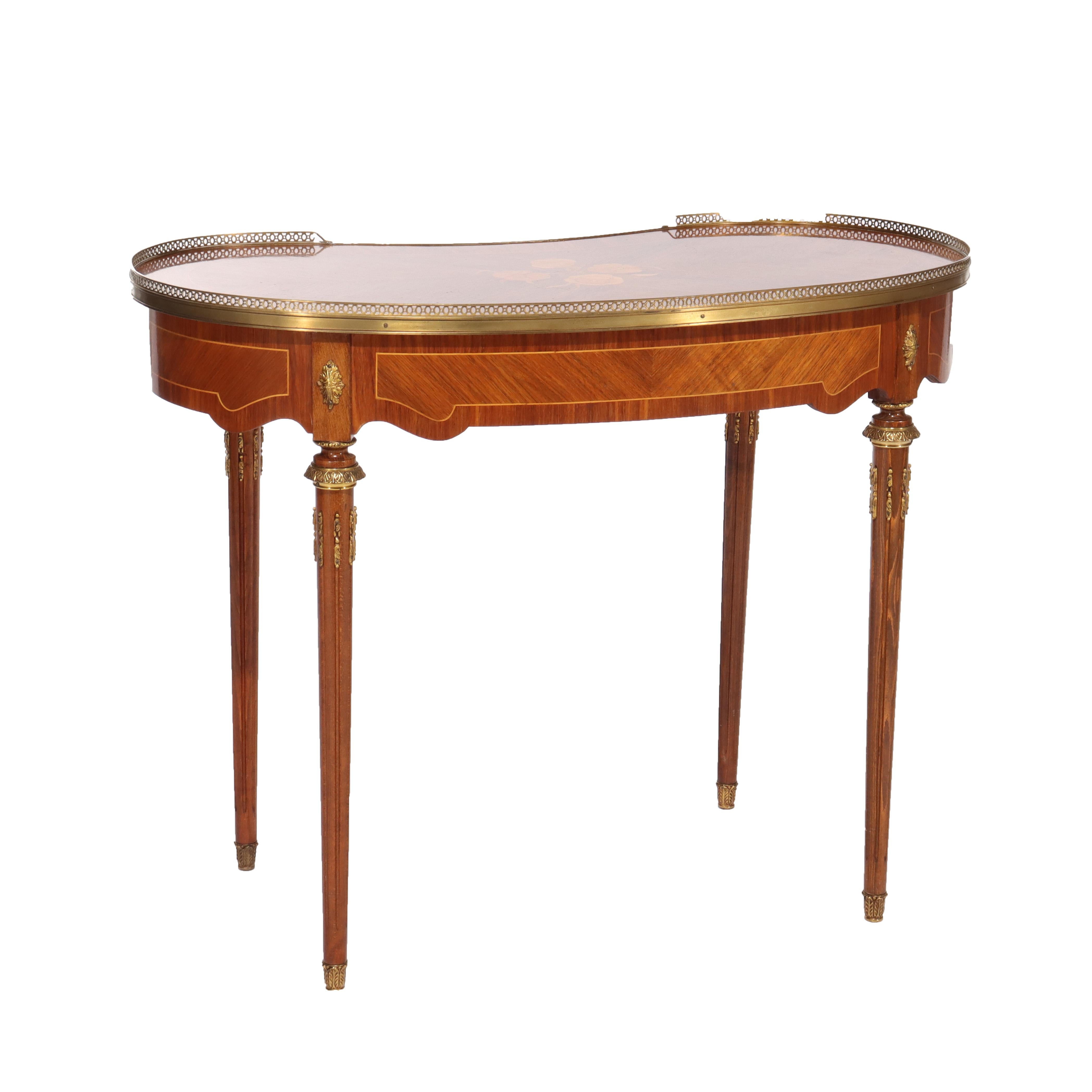 Kingwood, Satinwood & Ormolu Single-Drawer Kidney Shaped Lady’s Writing Desk in vendita 3