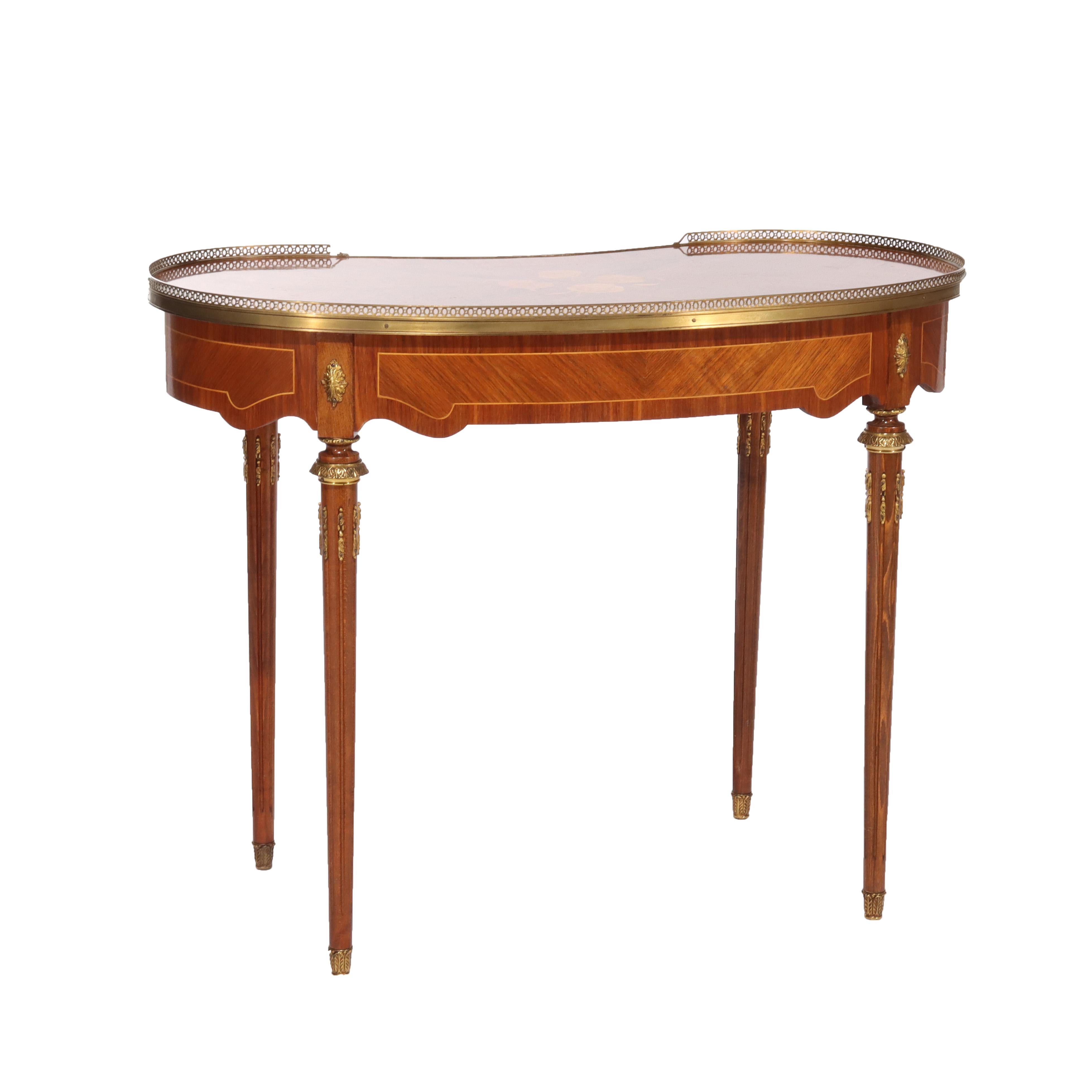 Kingwood, Satinwood & Ormolu Single-Drawer Kidney Shaped Lady’s Writing Desk in vendita 4