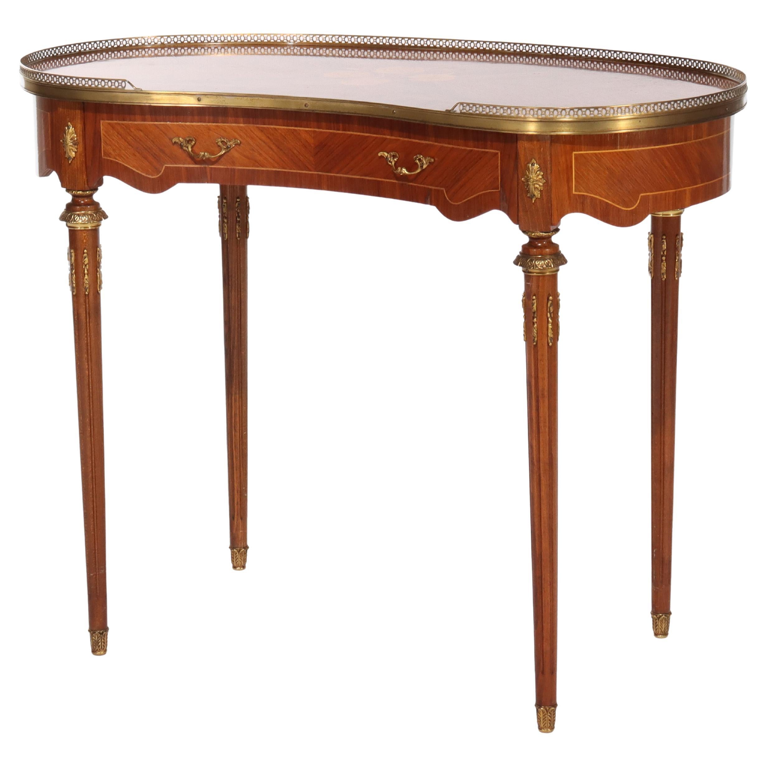 Kingwood, Satinwood & Ormolu Single-Drawer Kidney Shaped Lady’s Writing Desk in vendita