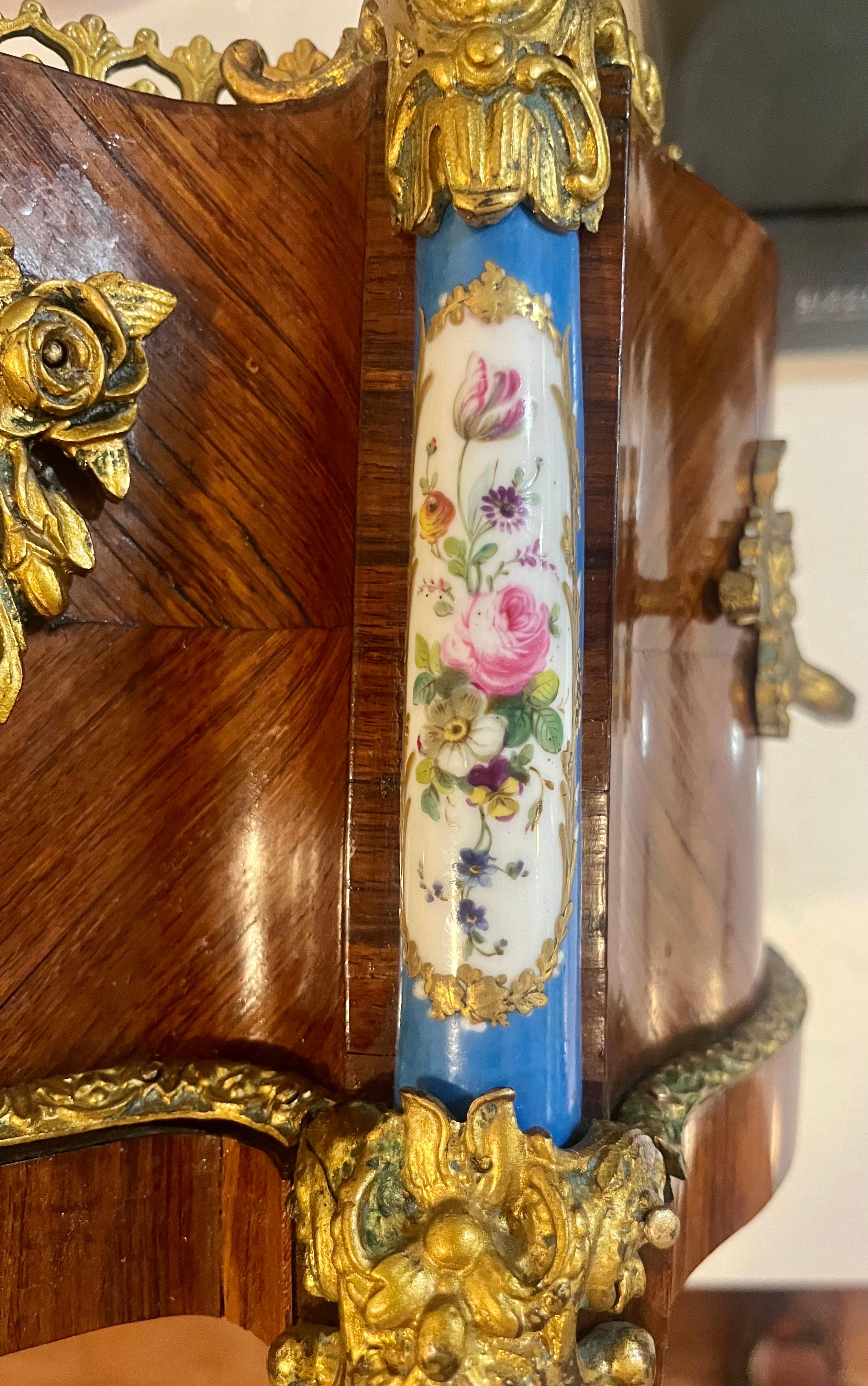 Gilt Kingwood Serpentine Jardiniere or Planter with Sevres Style Plaques,  Pilasters