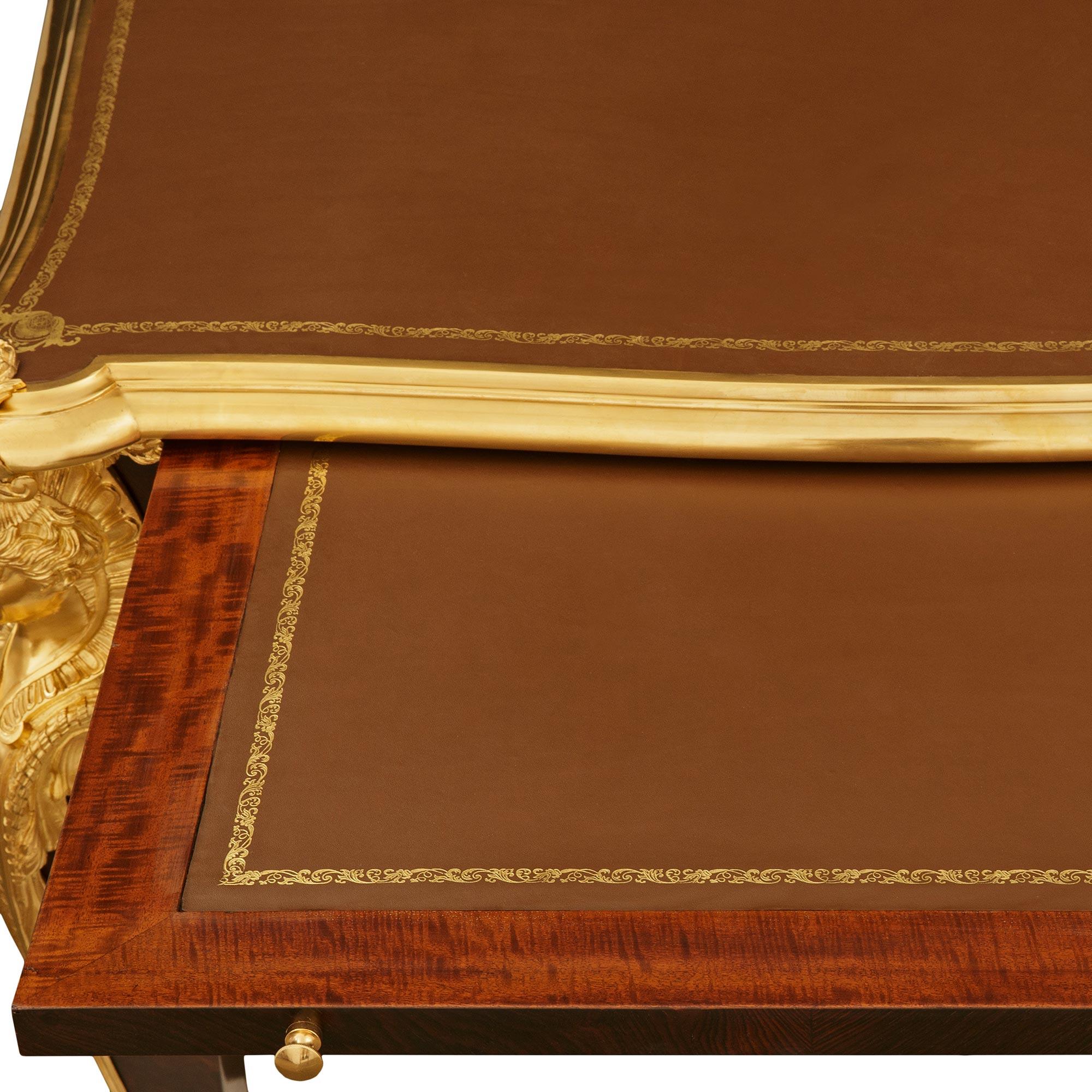 Kingwood, Tulipwood and Ormolu desk, modeled after Charles Cressent For Sale 4