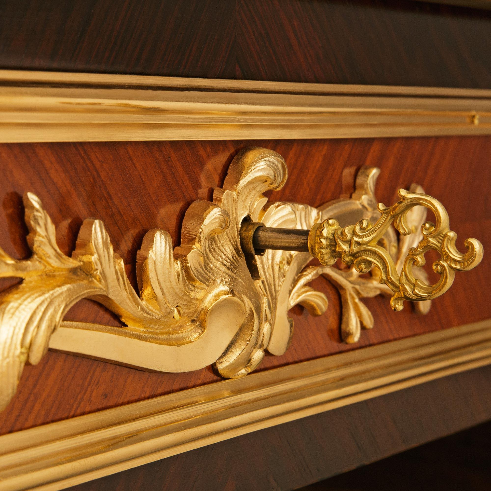 Kingwood, Tulipwood and Ormolu desk, modeled after Charles Cressent For Sale 3