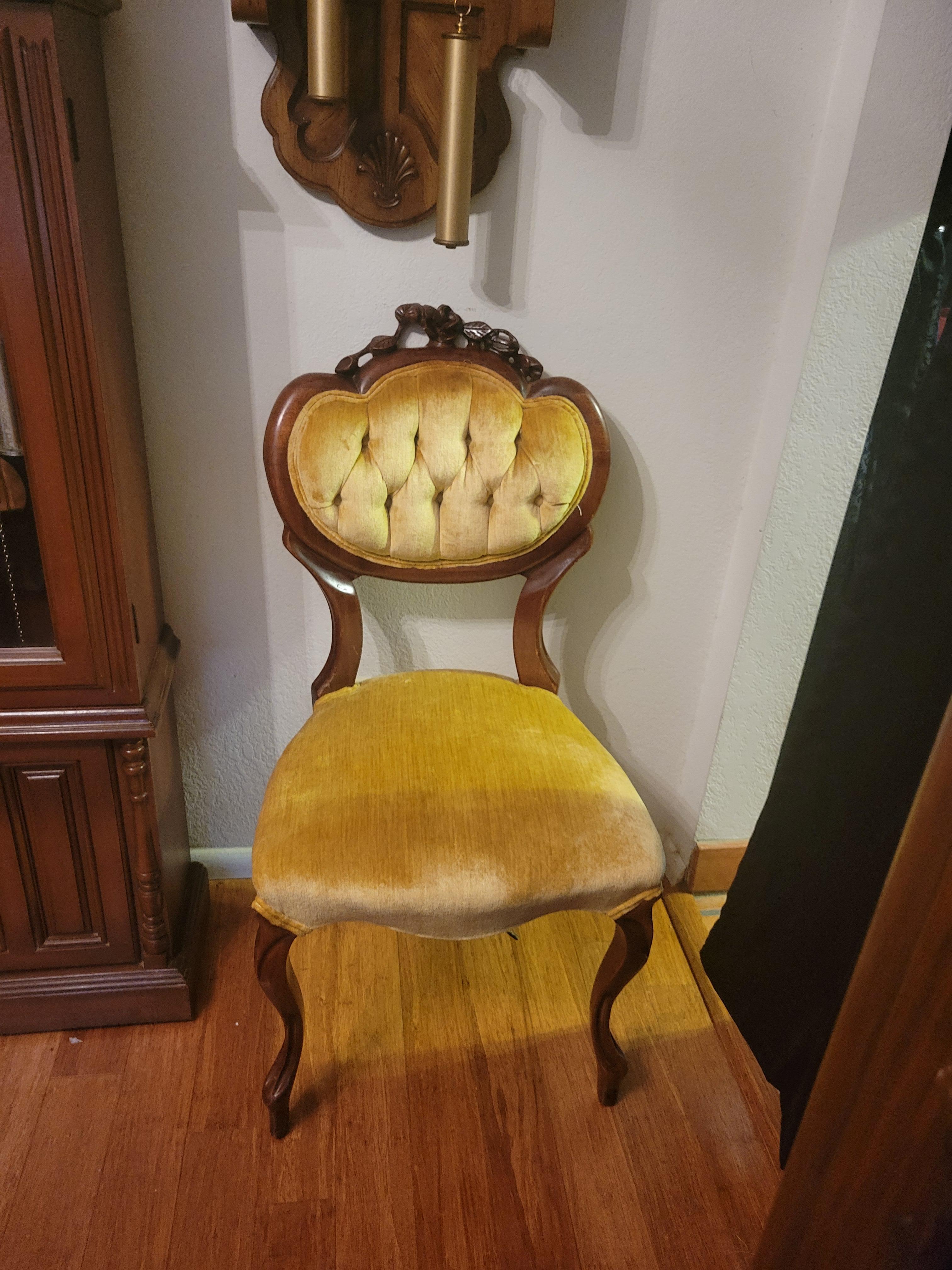 Rococo Revival Kimball Reproductions Victorian Velvet Carved Chair