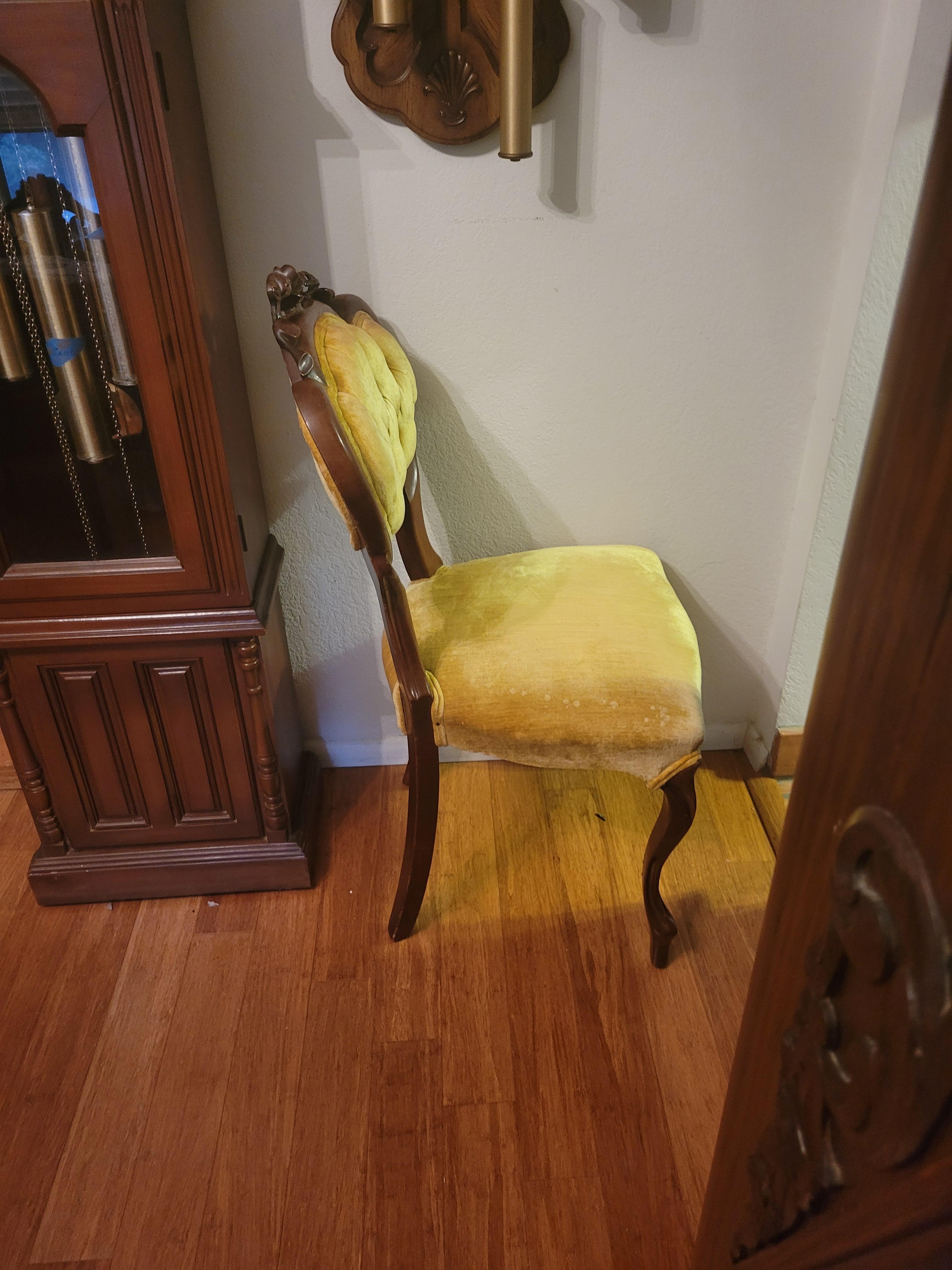 Hand-Carved Kimball Reproductions Victorian Velvet Carved Chair