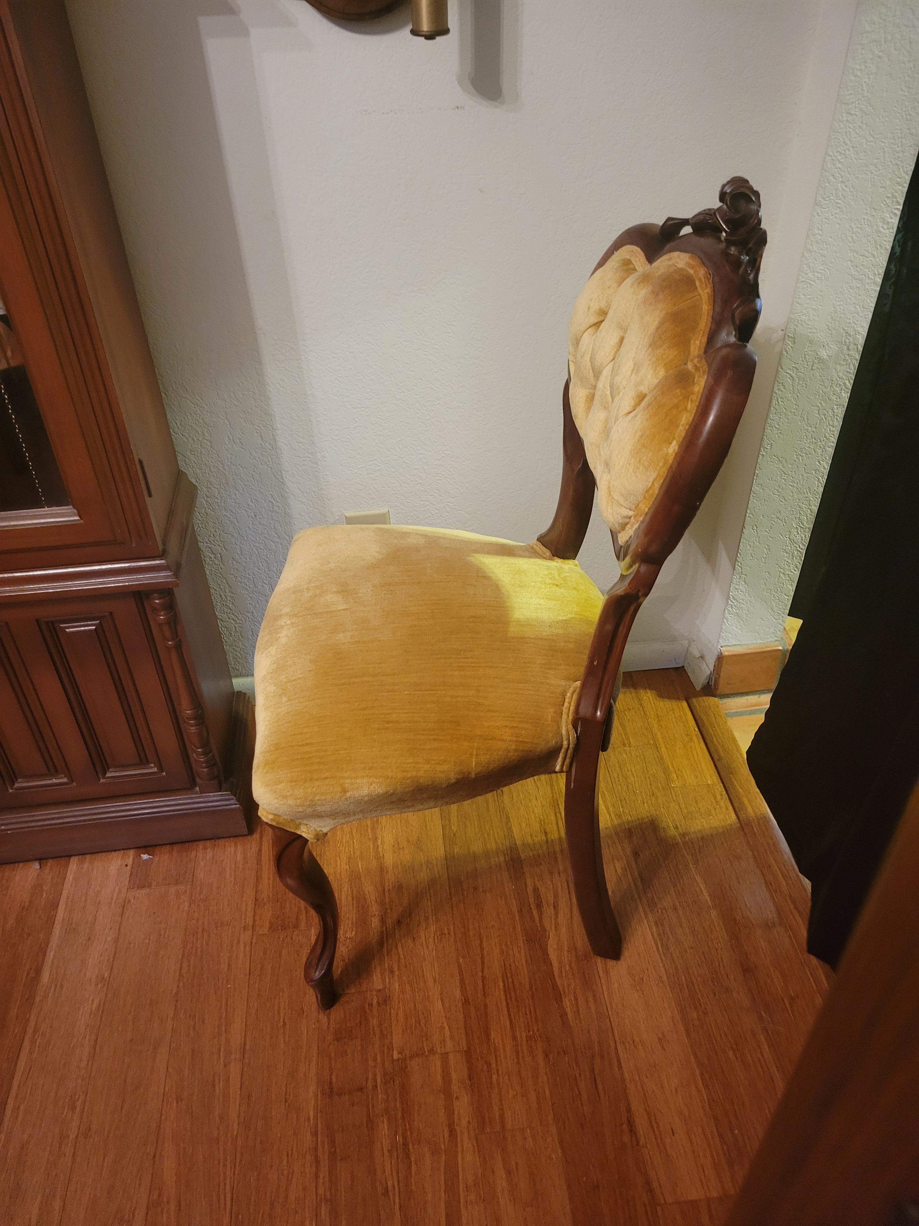 20th Century Kimball Reproductions Victorian Velvet Carved Chair