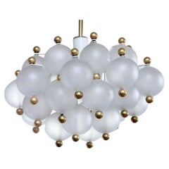 Kinkedley Ceiling Light made of Frosted Glass Balls with Brass Ball Finials