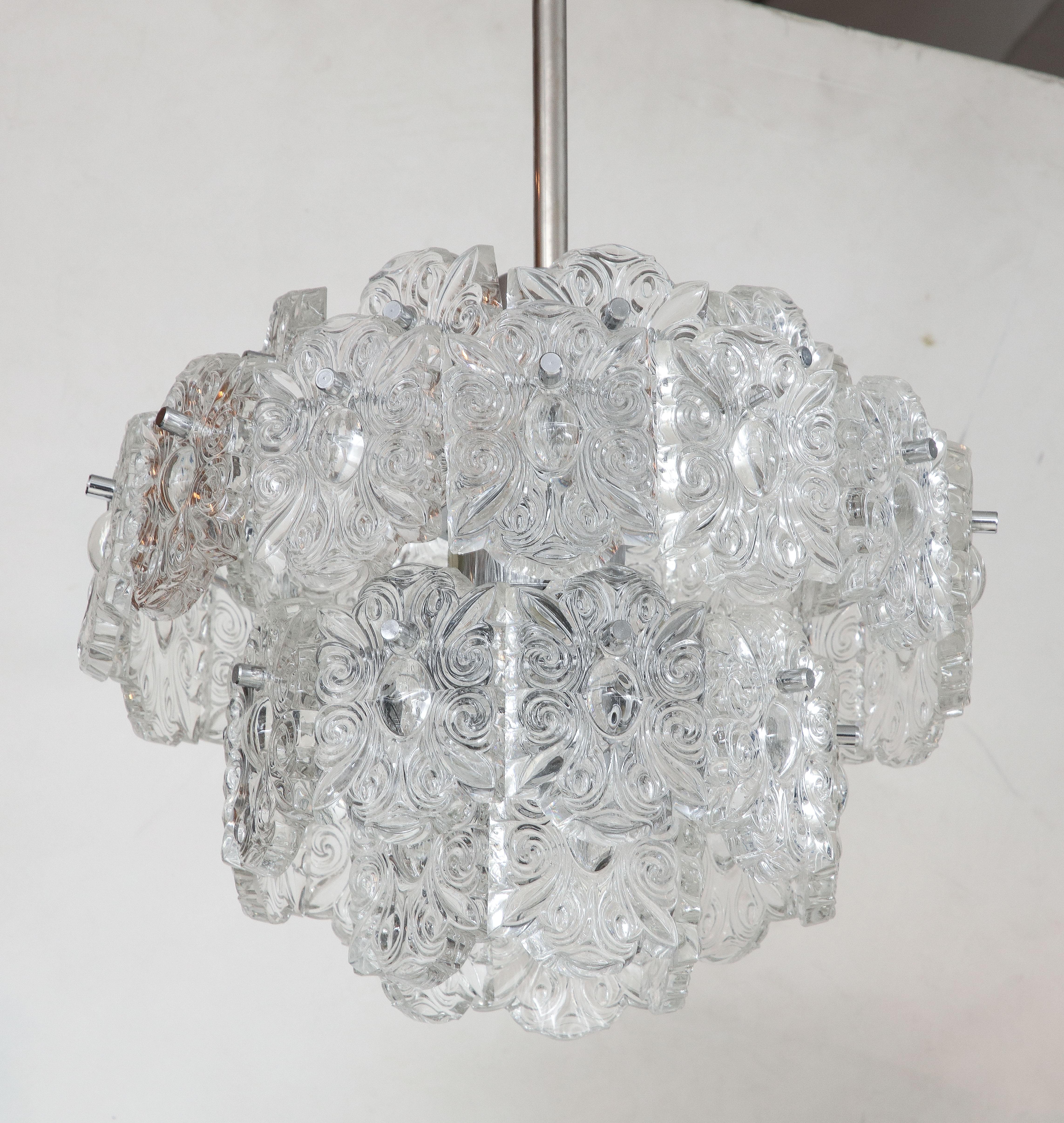 Scandinavian Modern Kinkeldey, Austrian Cameo Crystal Chandelier For Sale