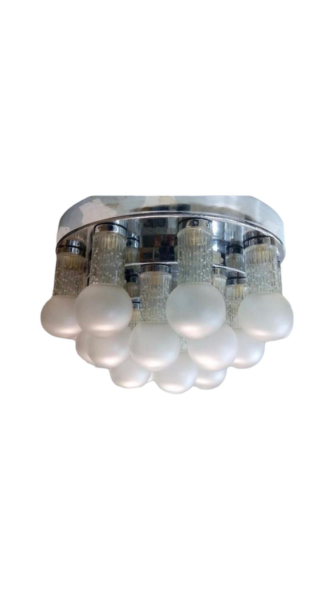 Mid-Century Modern Kinkeldey ceiling light globe Glass and Chrome, Austria, 1970 For Sale