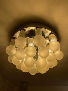 Kinkeldey ceiling light globe Glass and Chrome, Austria, 1970