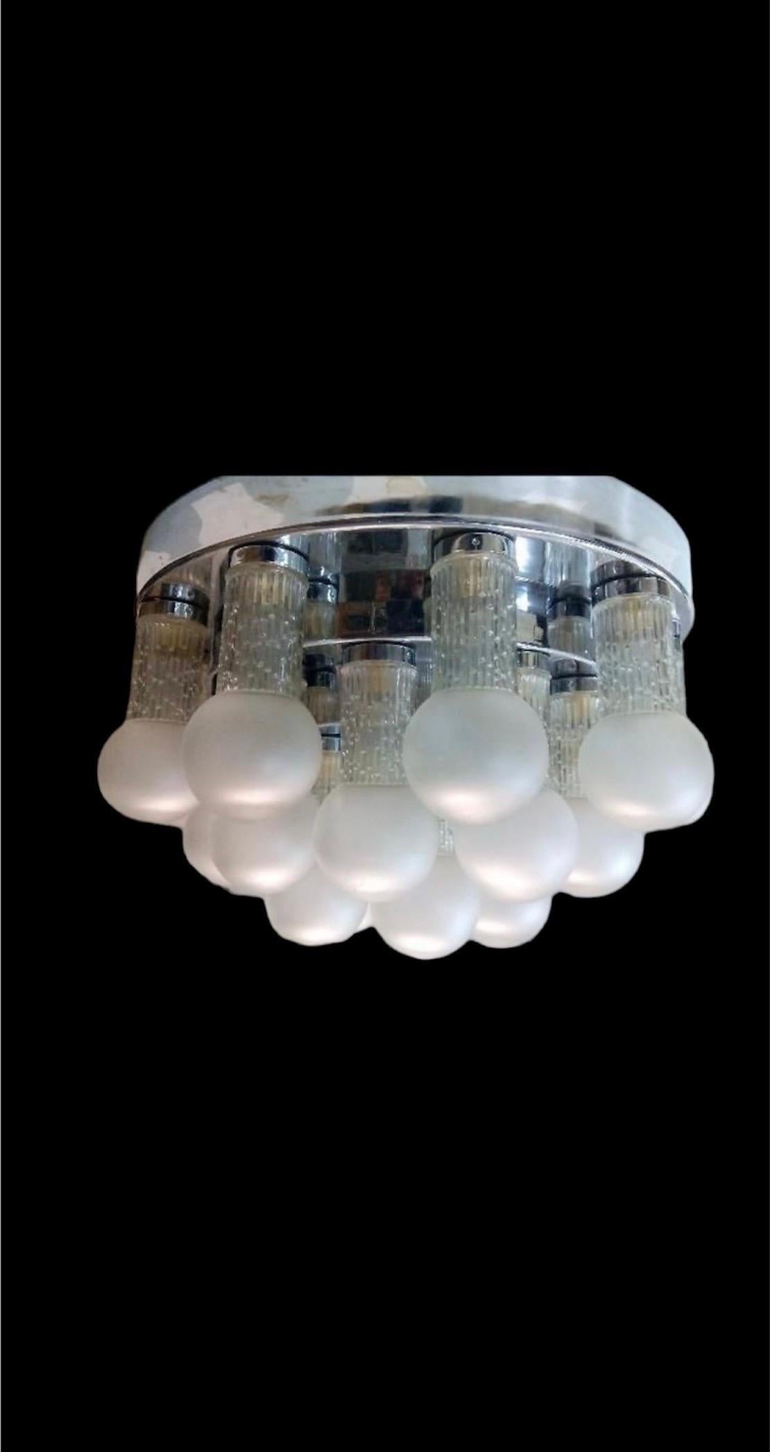 Kinkeldey ceiling light globe Glass and Chrome, Austria, 1970 In Good Condition For Sale In DÉNIA, ES