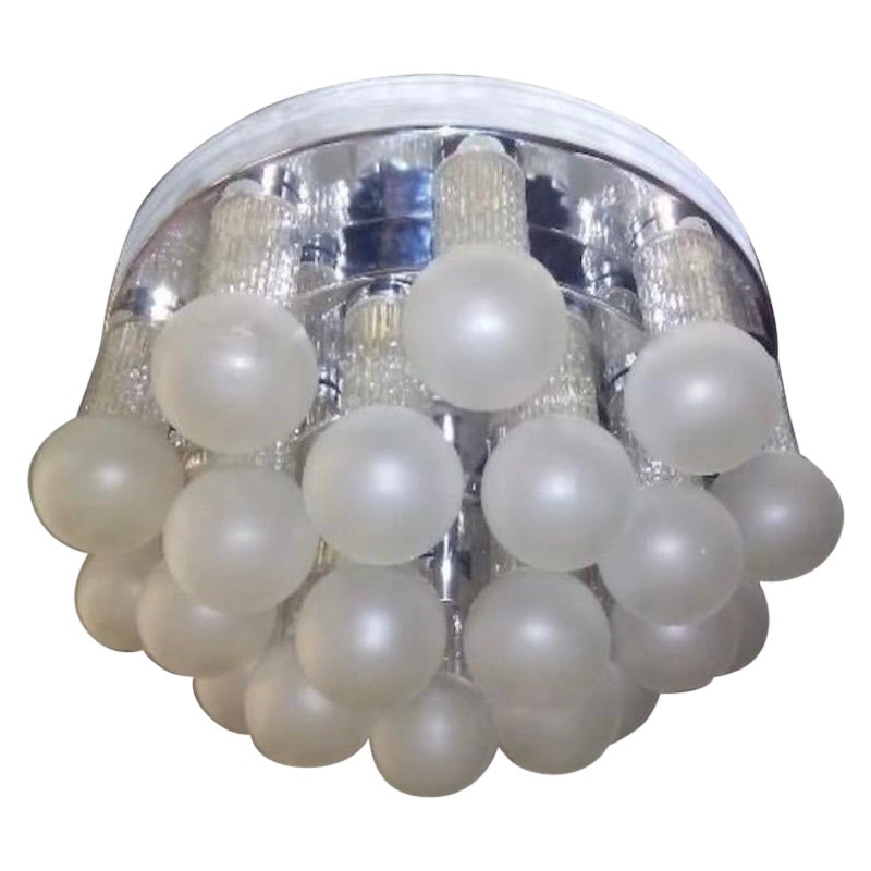 Globo de luz de techo Kinkeldey Vidrio y cromo, Austria, 1970 en venta