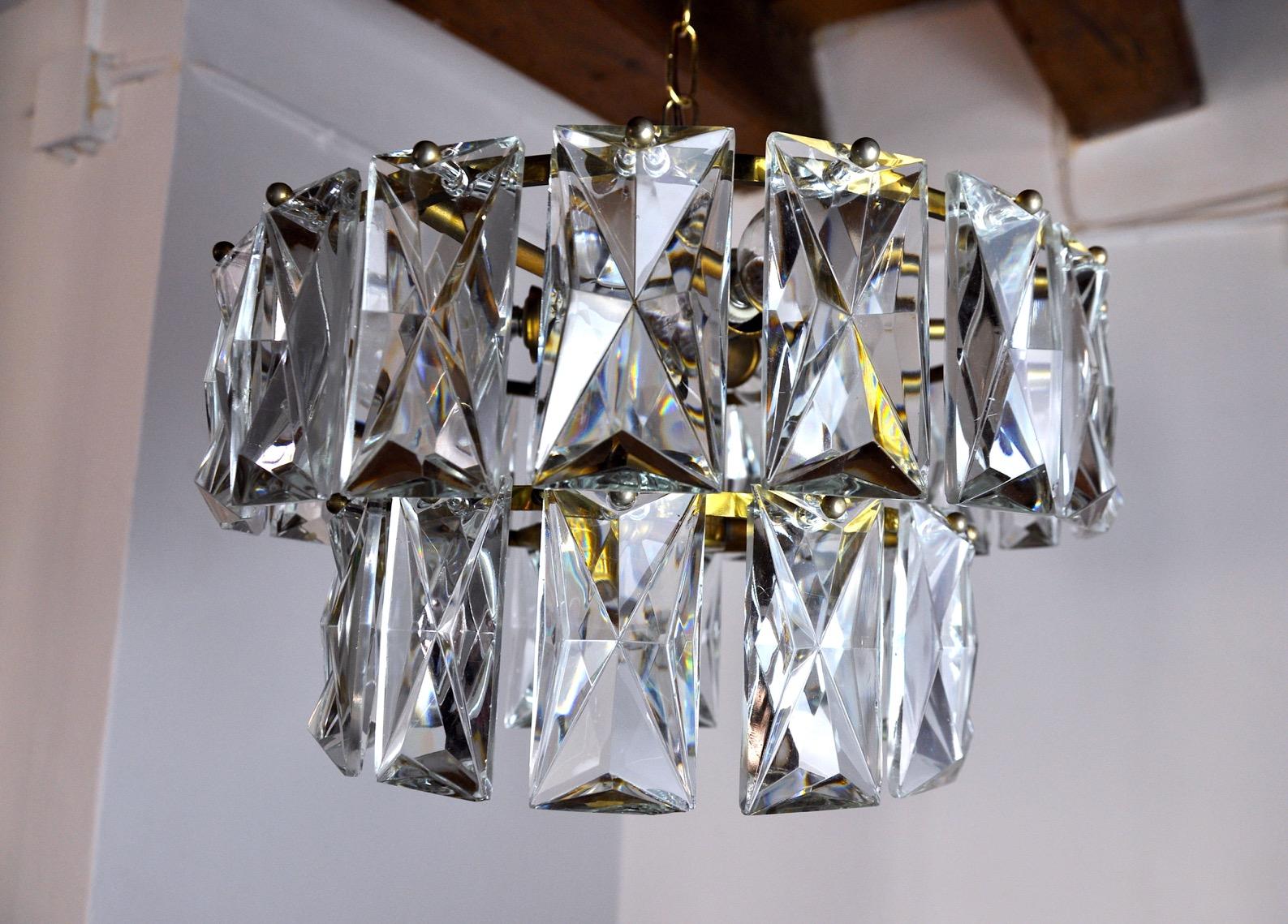 Kinkeldey Chandelier 2 Crystal Levels, Germany, 1970 For Sale 3