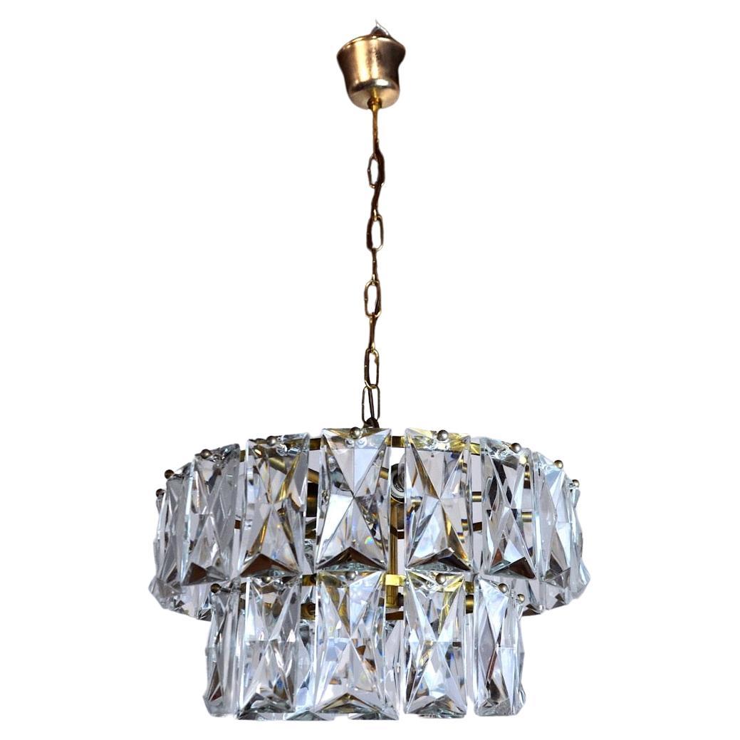 Kinkeldey Chandelier 2 Crystal Levels, Germany, 1970 For Sale