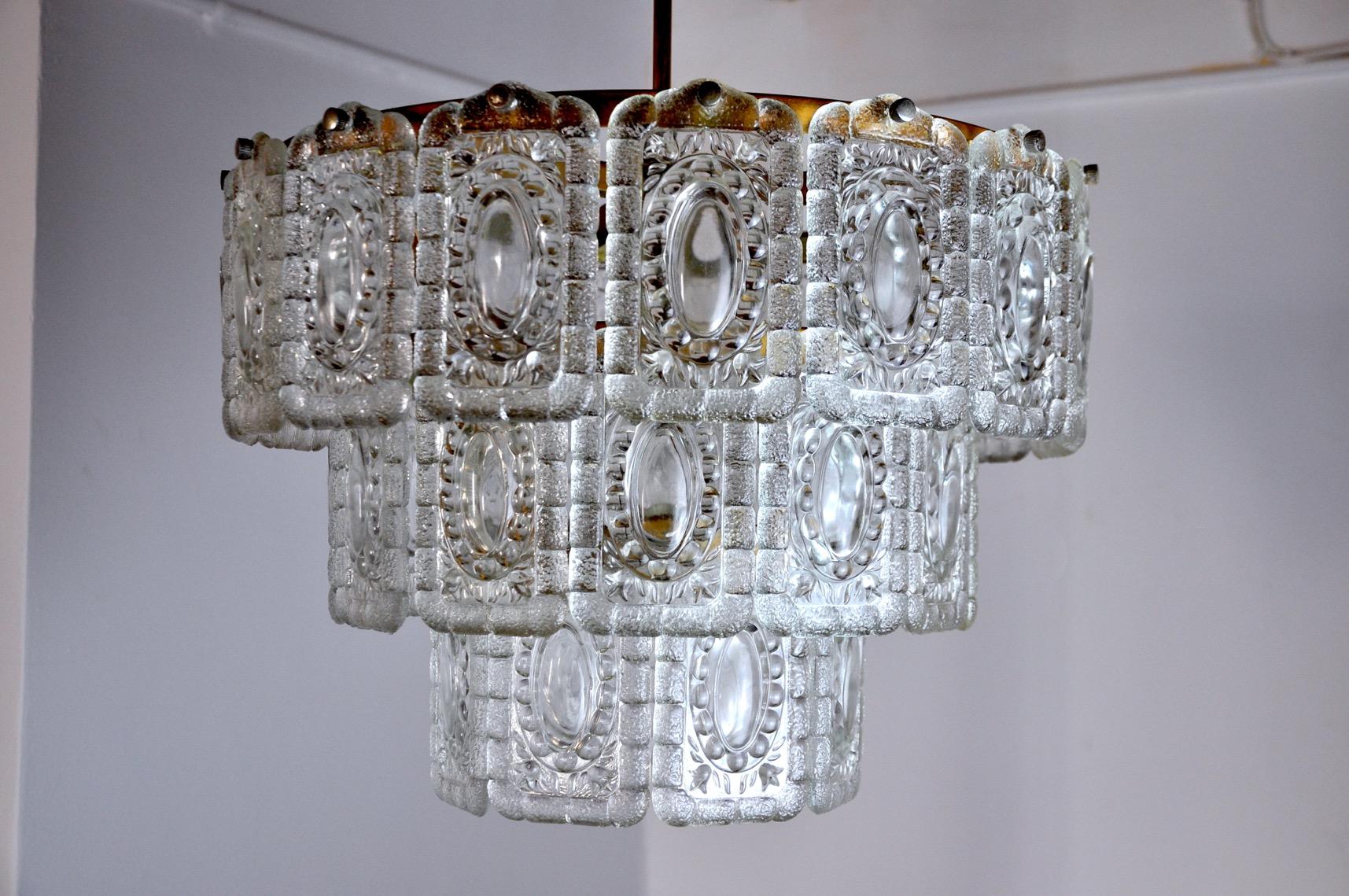 Hollywood Regency Lampadario Kinkeldey, 3 livelli, Germania, 1970 in vendita