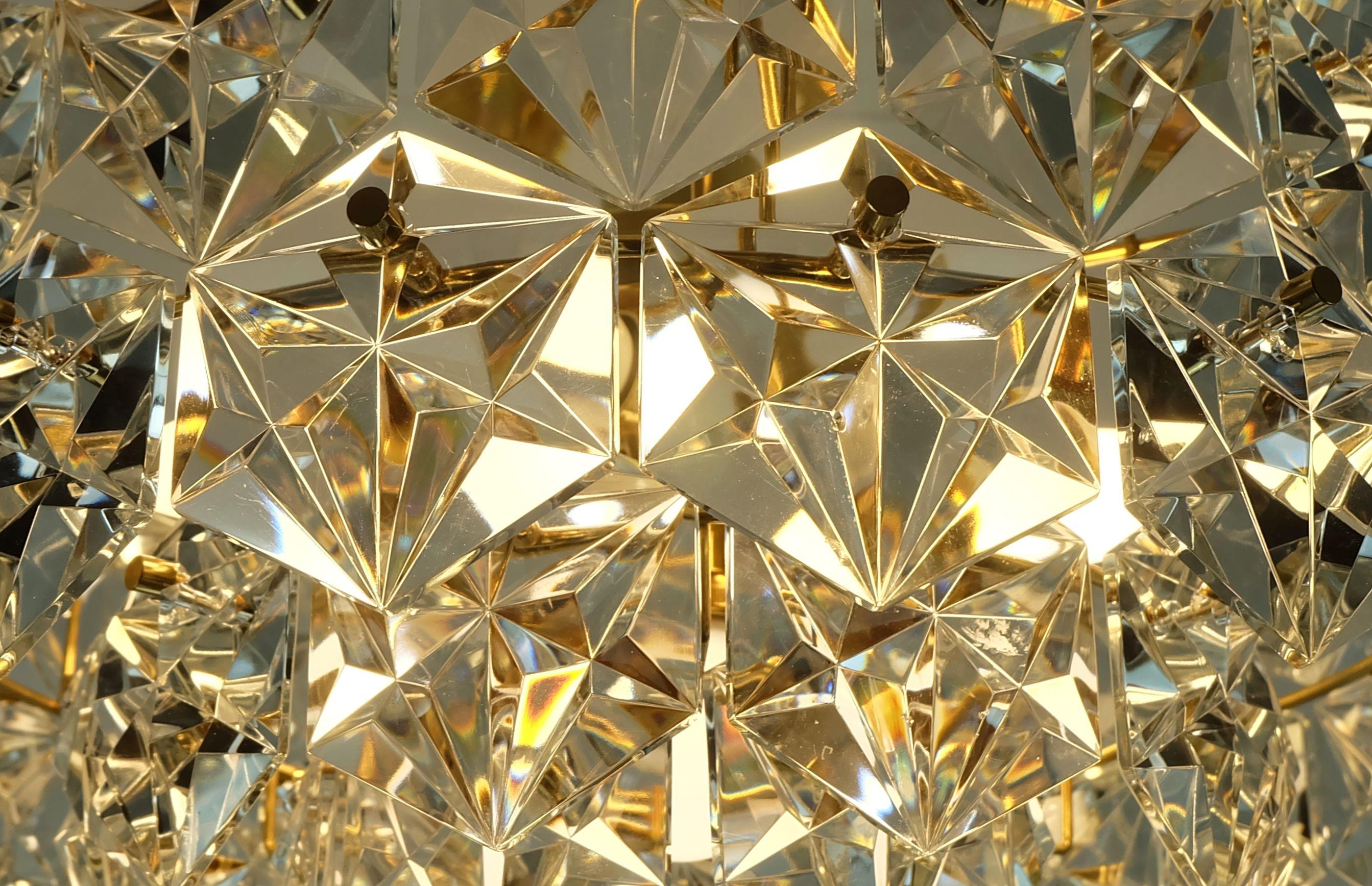 kinkeldey CHANDELIER Prismen aus Kristallglas und vergoldetem Metall 60er Jahre im Angebot 4