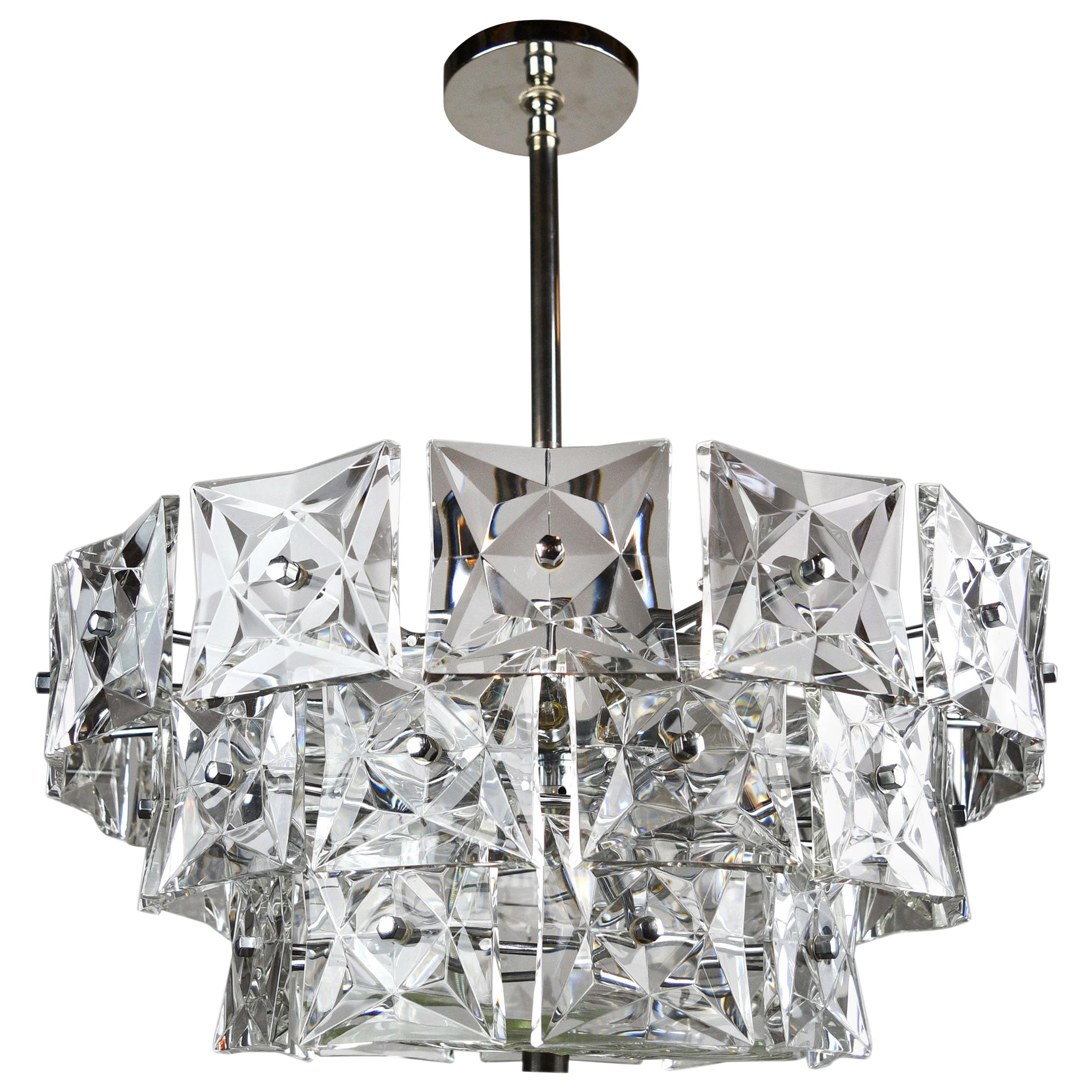Kinkeldey 3 tiered chandelier with crystals  For Sale