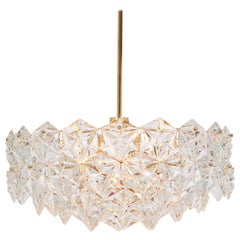 1 of 2 Kinkeldey Chandelier Gilt Brass and Crystal Glass, Germany, 1970s