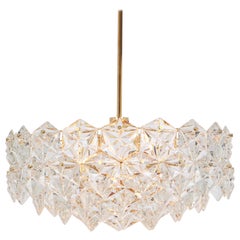 1 of 2 Kinkeldey Chandelier Gilt Brass and Crystal Glass, Germany, 1970s