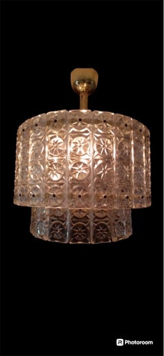 Kinkeldey Chandelier Glass Cristal with brass structure , Austria, 1960