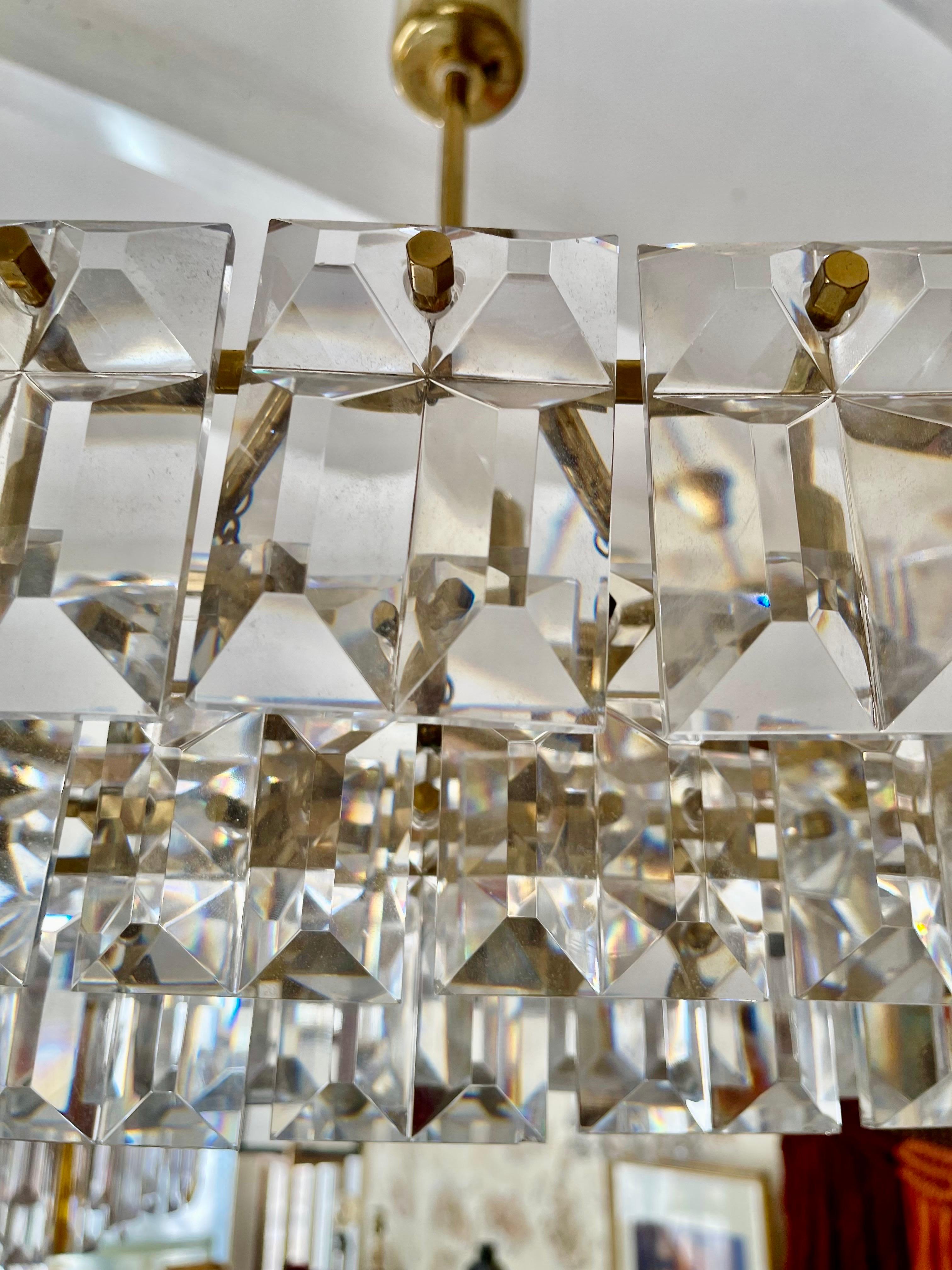 Kinkeldey Chandelier Glass Cristal with brass structure , Austria, 1970 In Good Condition In DÉNIA, ES