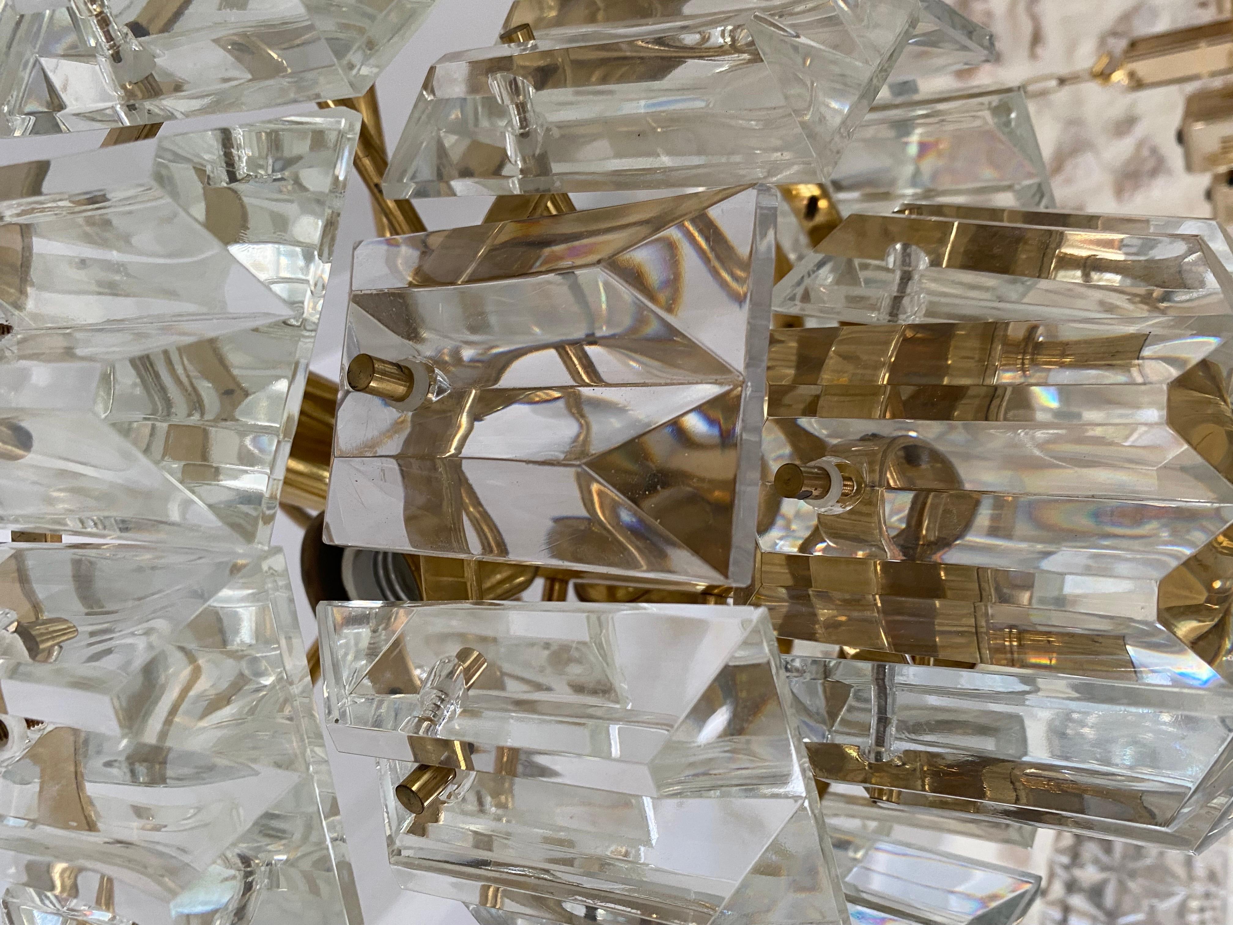 Austrian Kinkeldey Chandelier Glass Cristal with Gilt Gold, Austria, 1960
