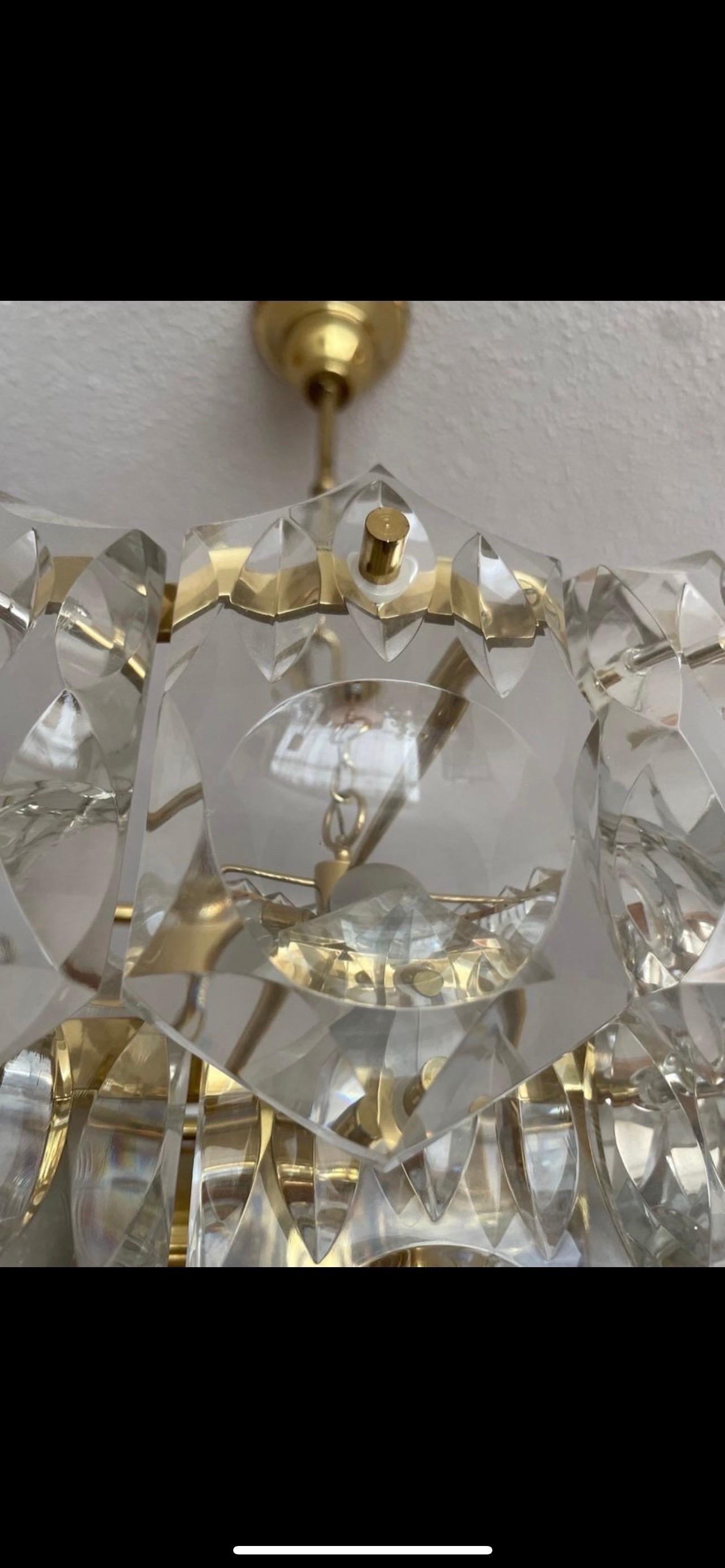 Austrian Kinkeldey Chandelier Glass Cristal with Gilt Gold, Austria, 1960