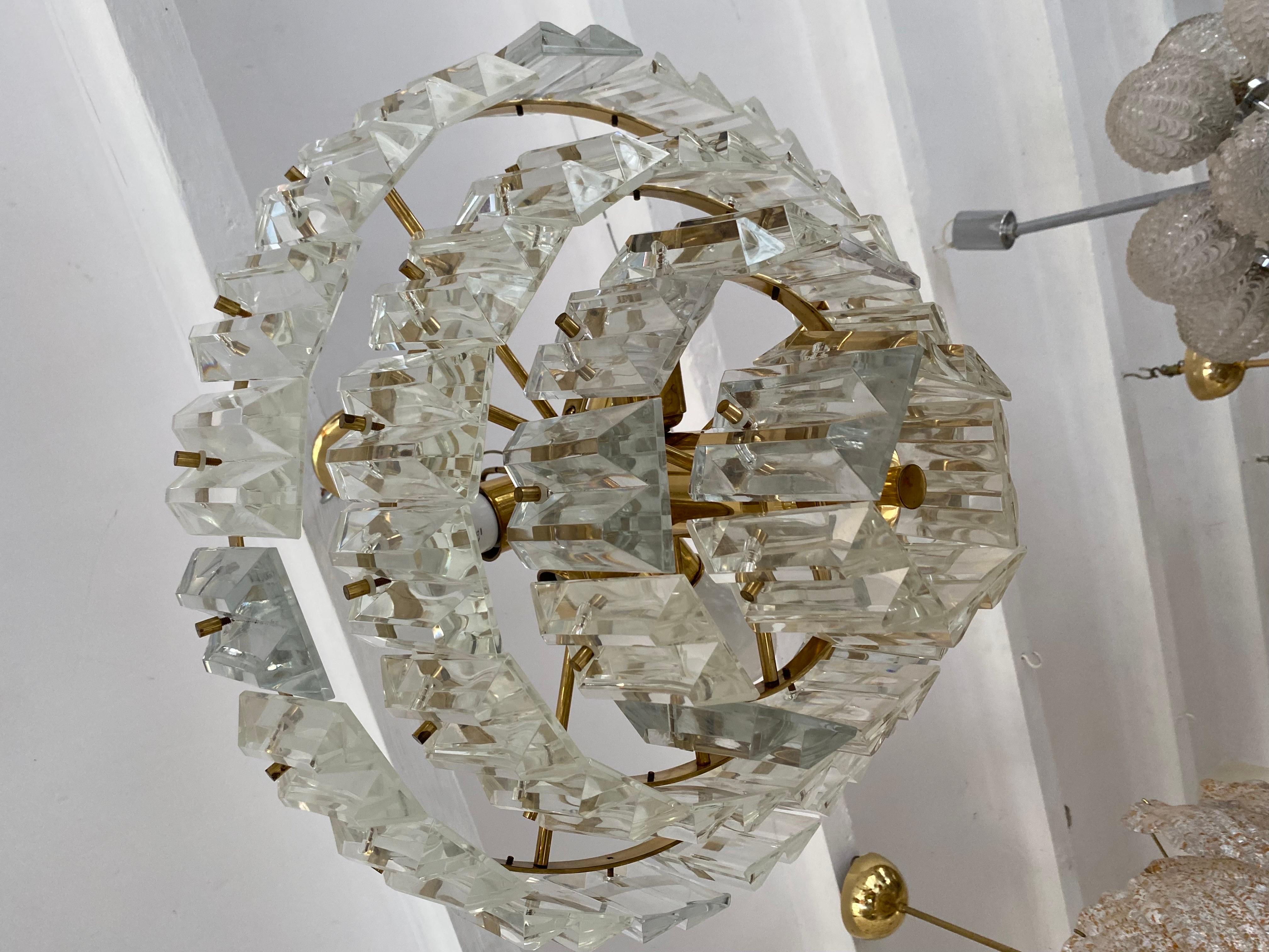 Kinkeldey Chandelier Glass Cristal with Gilt Gold, Austria, 1960 In Good Condition In DÉNIA, ES