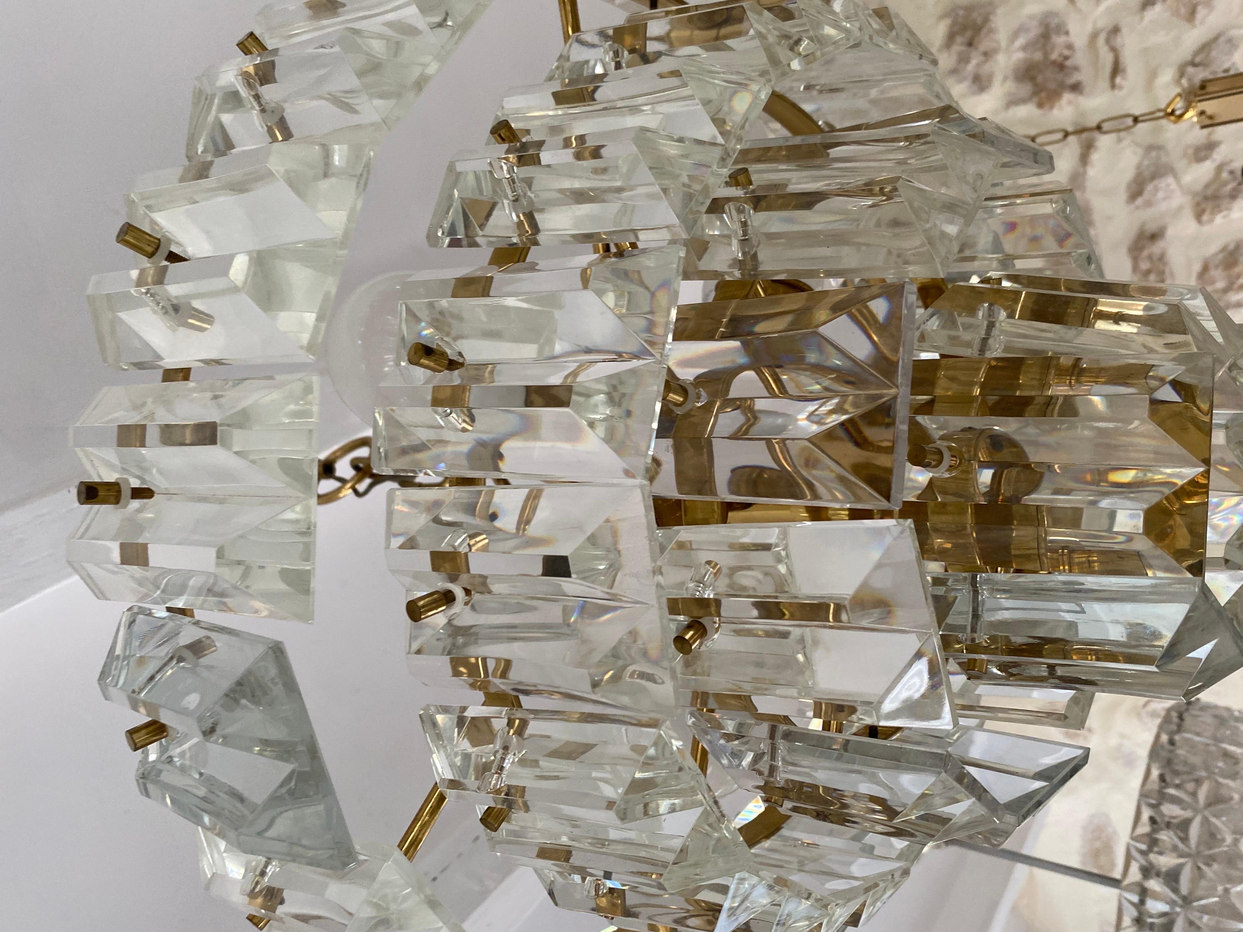 Late 20th Century Kinkeldey Chandelier Glass Cristal with Gilt Gold, Austria, 1960