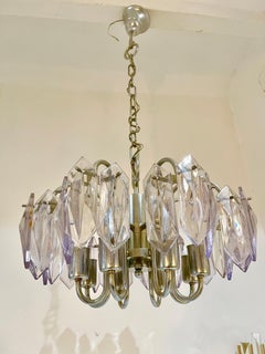 Kinkeldey Chandelier Glass Cristal with Gilt Gold, Austria 1970