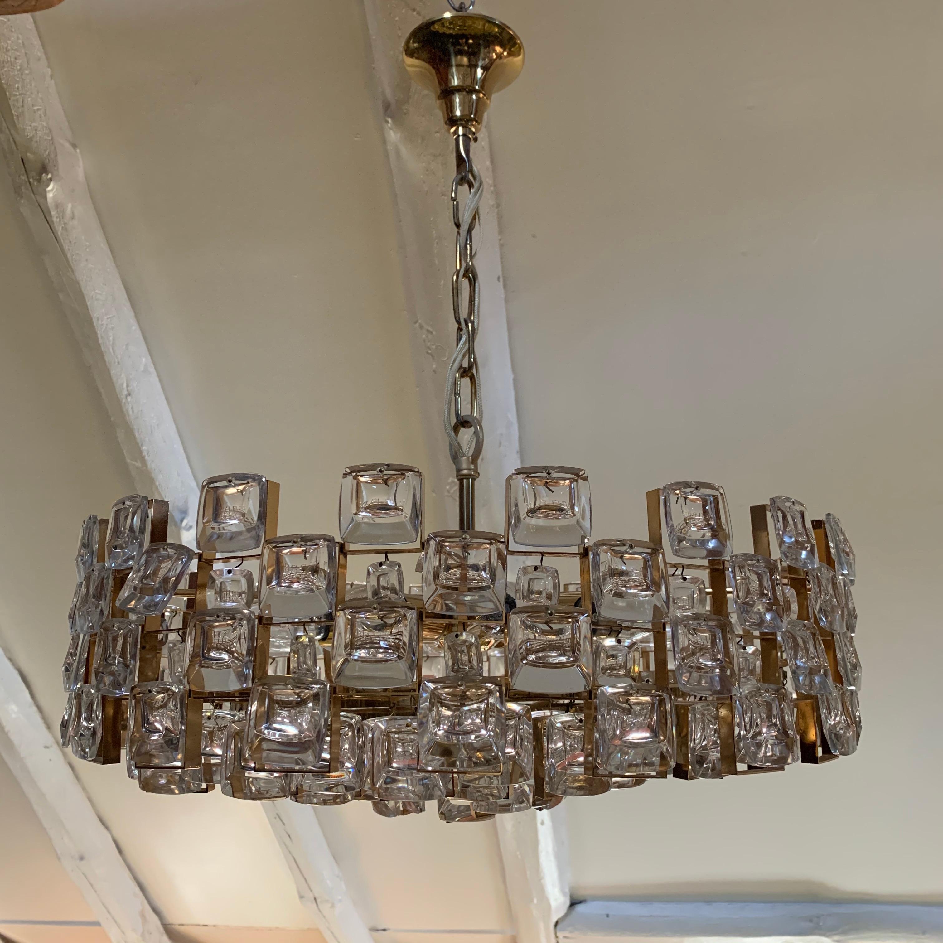 Mid-Century Modern Kinkeldey Crystal Chandelier, Germany, 1970 For Sale