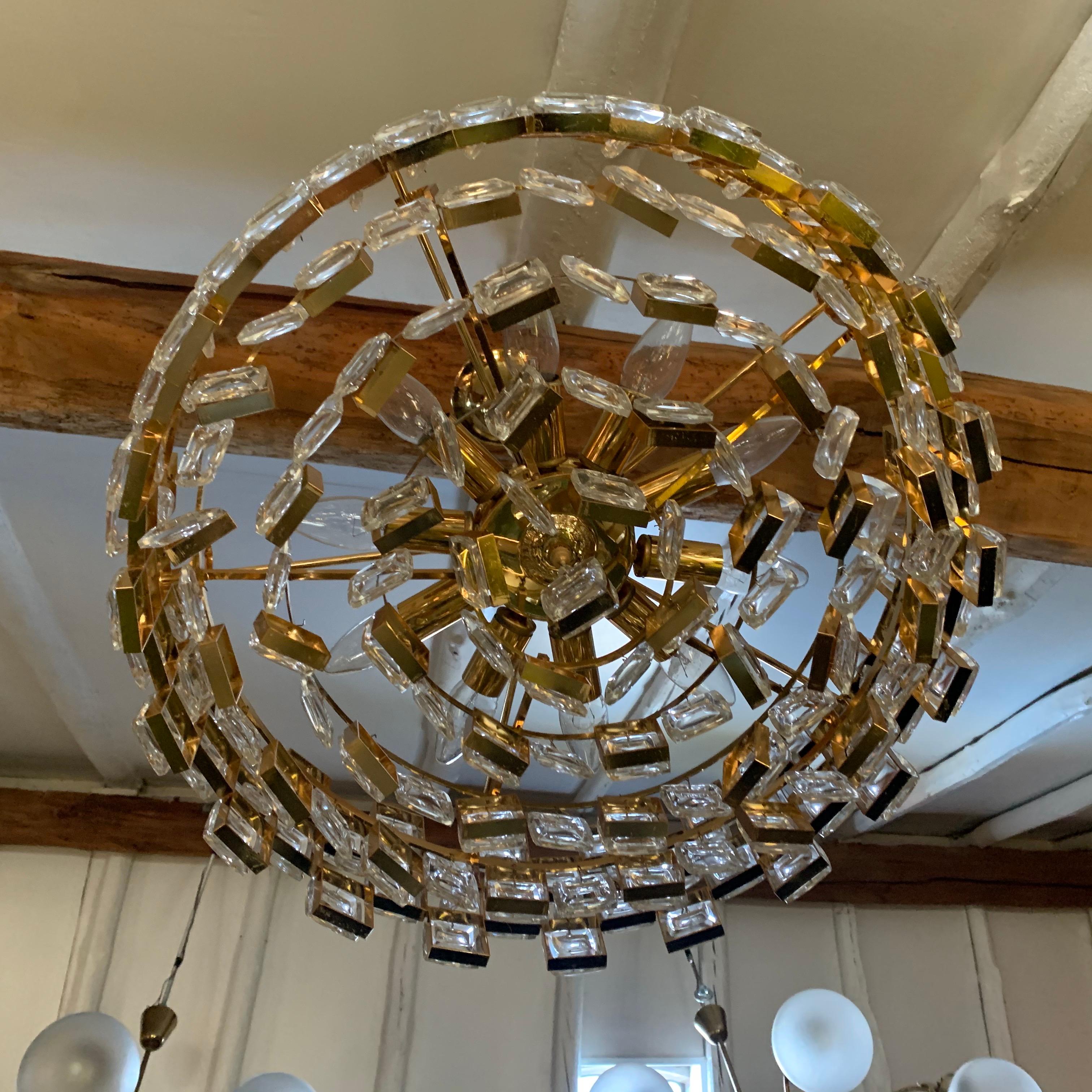 Plated Kinkeldey Crystal Chandelier, Germany, 1970 For Sale