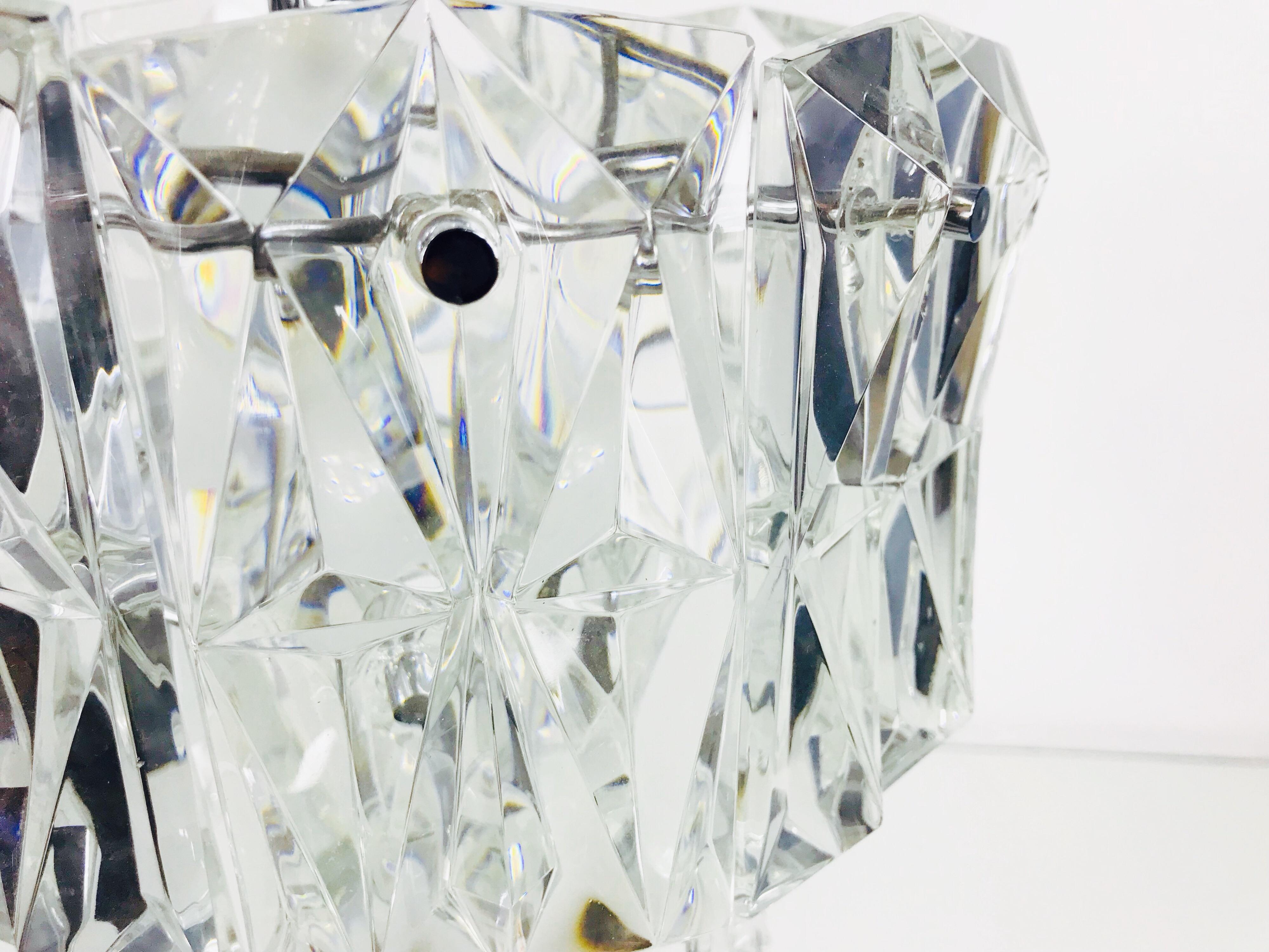 Kinkeldey Crystal Ice Glass Chandelier, circa 1960s For Sale 3