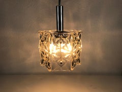 Kinkeldey Crystal Ice Glass Hanging Lamp, circa 1960s
