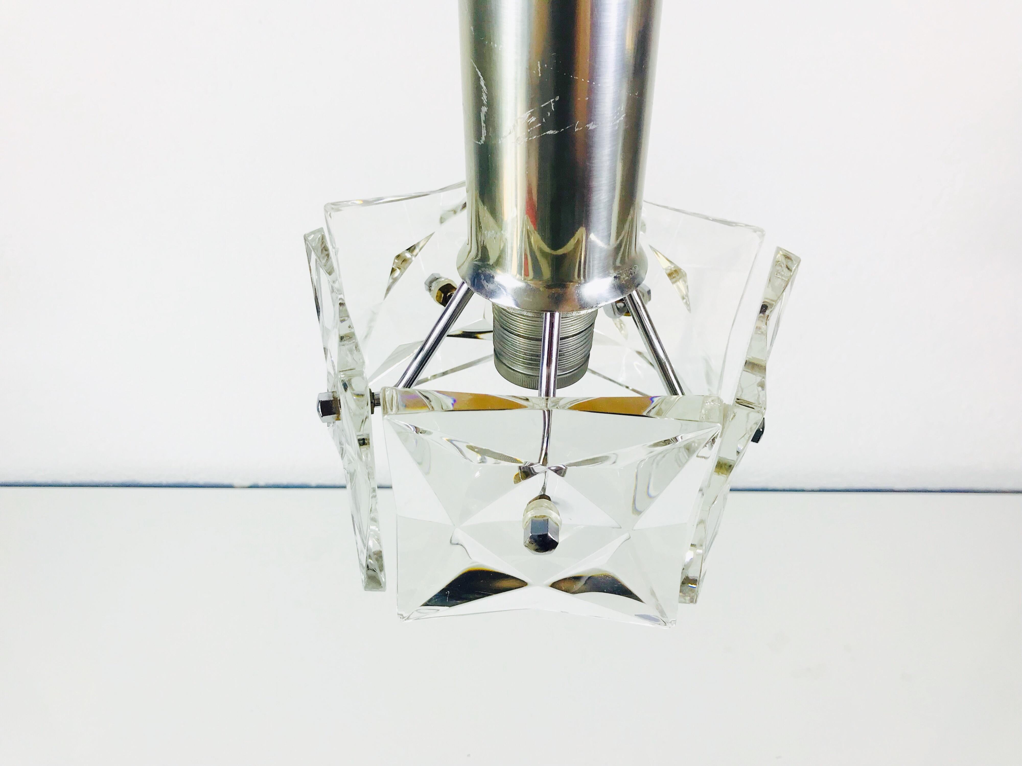 Mid-Century Modern Kinkeldey Crystal Ice Glass Pendant Lamp, 1960s, Germany For Sale