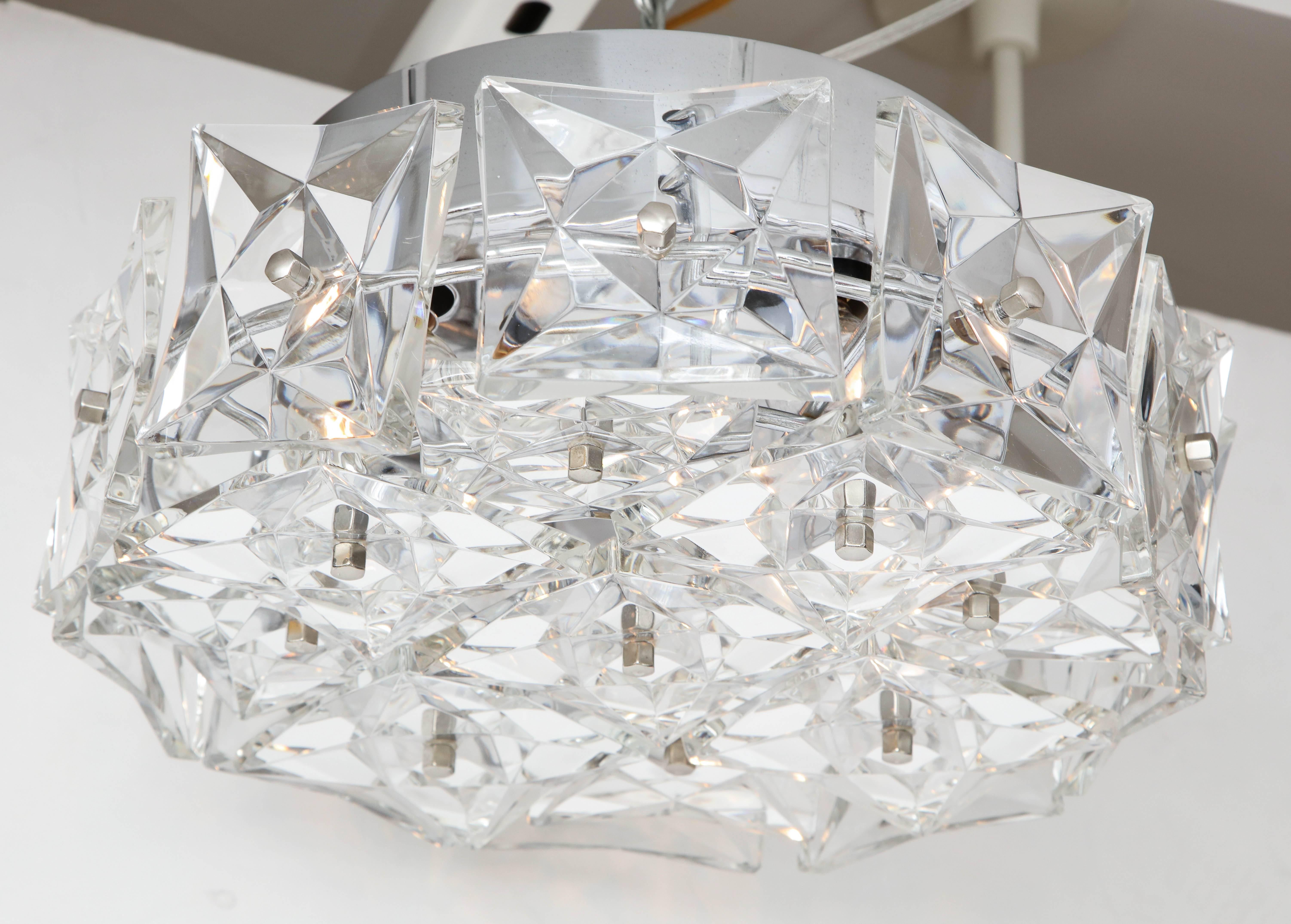 Hollywood Regency Kinkeldey Crystal Prism Flush Mount (Monture encastrée) en vente