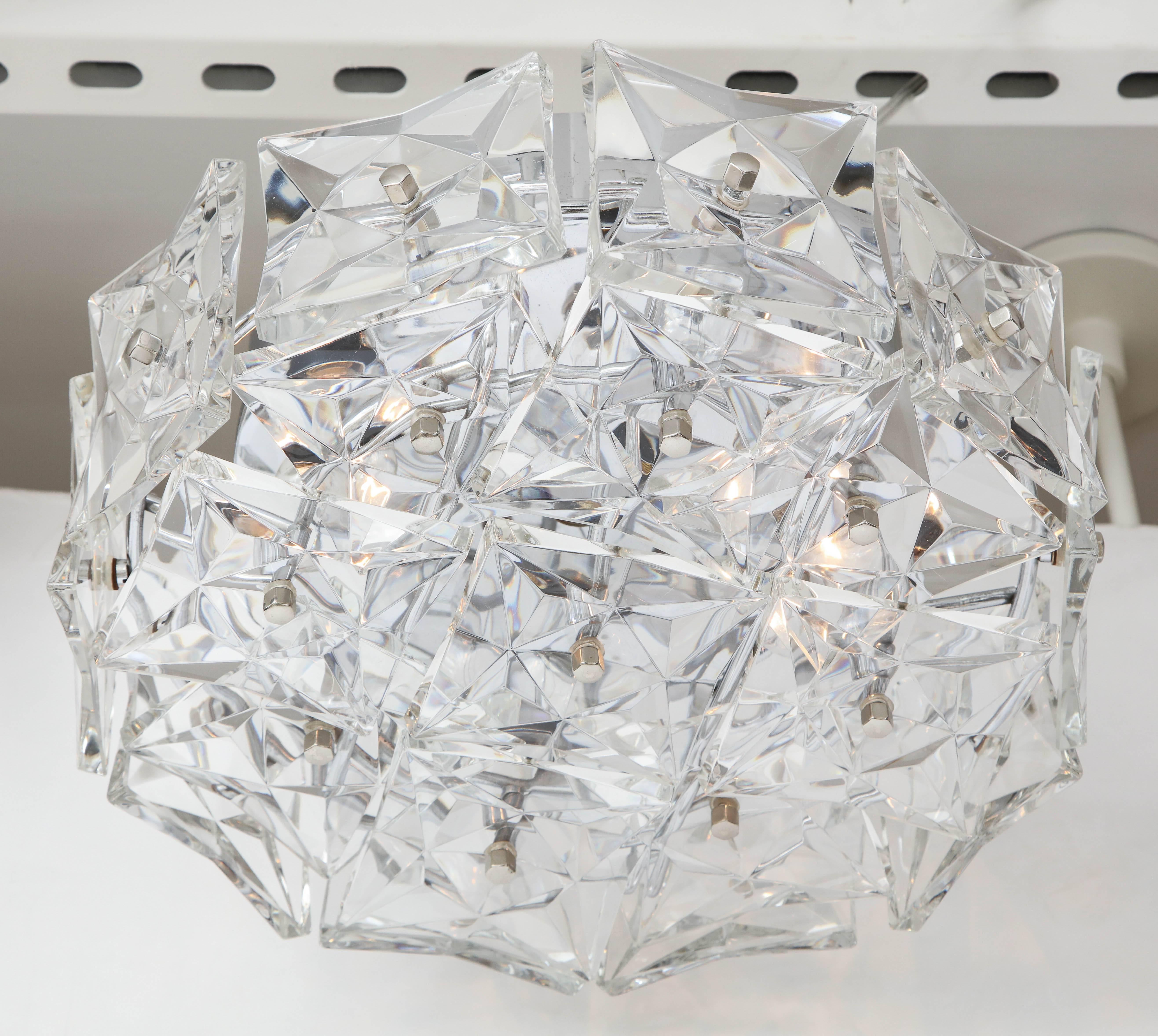 Hollywood Regency Kinkeldey Crystal Prism Flush Mount For Sale