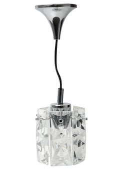 Kinkeldey Glas-Pendelleuchte mit sechs kristallenen Pendeltropfen