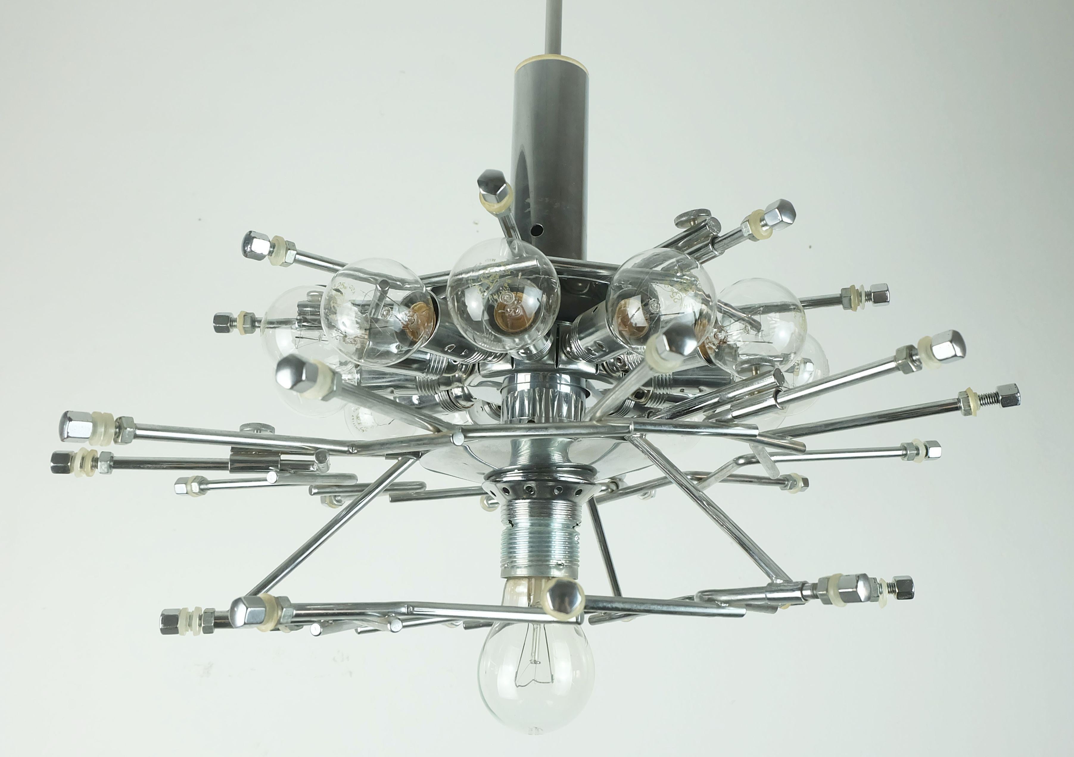 kinkeldey mid century PENDANT LIGHT Kristallglas und Chrom 1960er Jahre 5