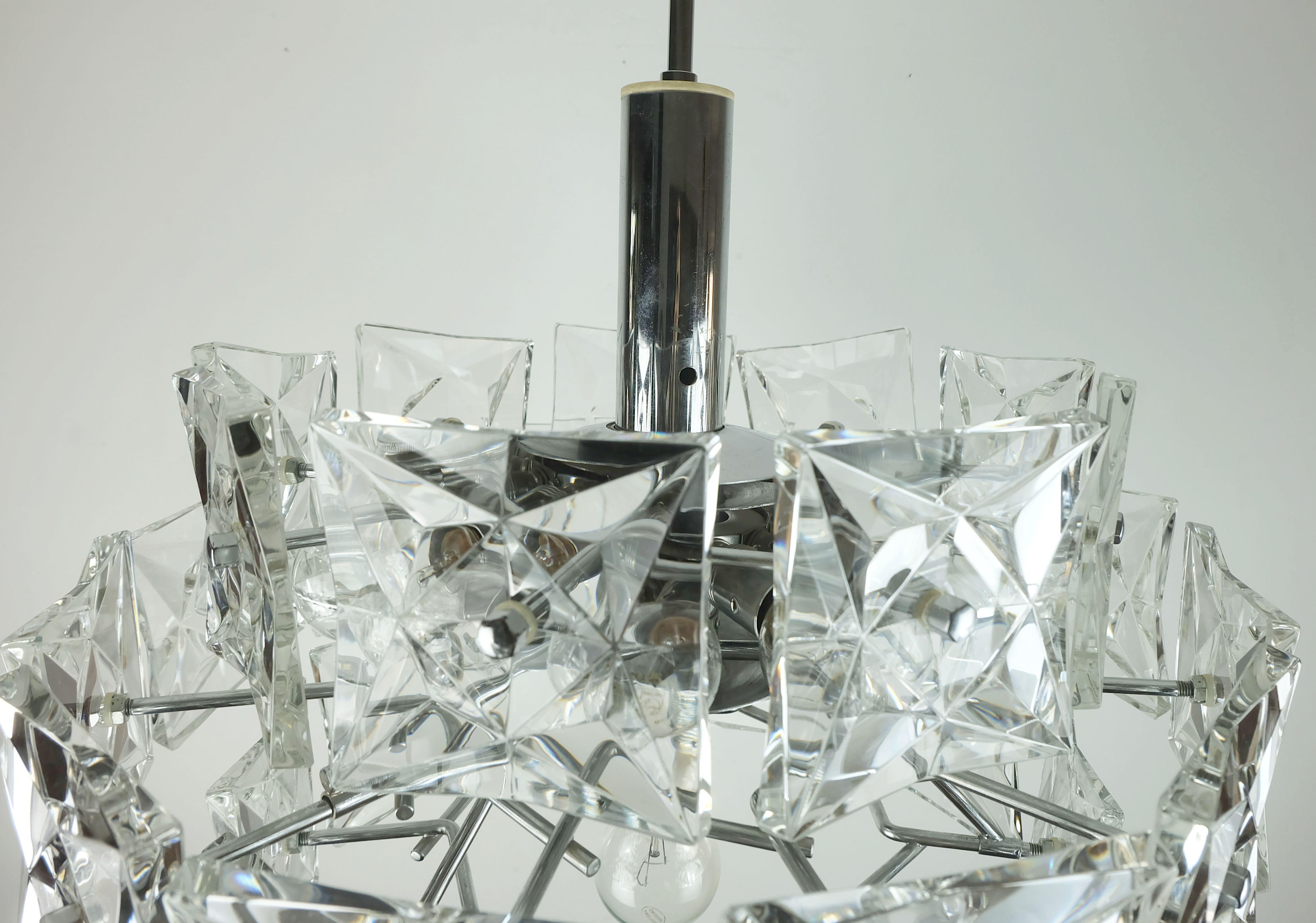 kinkeldey mid century PENDANT LIGHT Kristallglas und Chrom 1960er Jahre 3