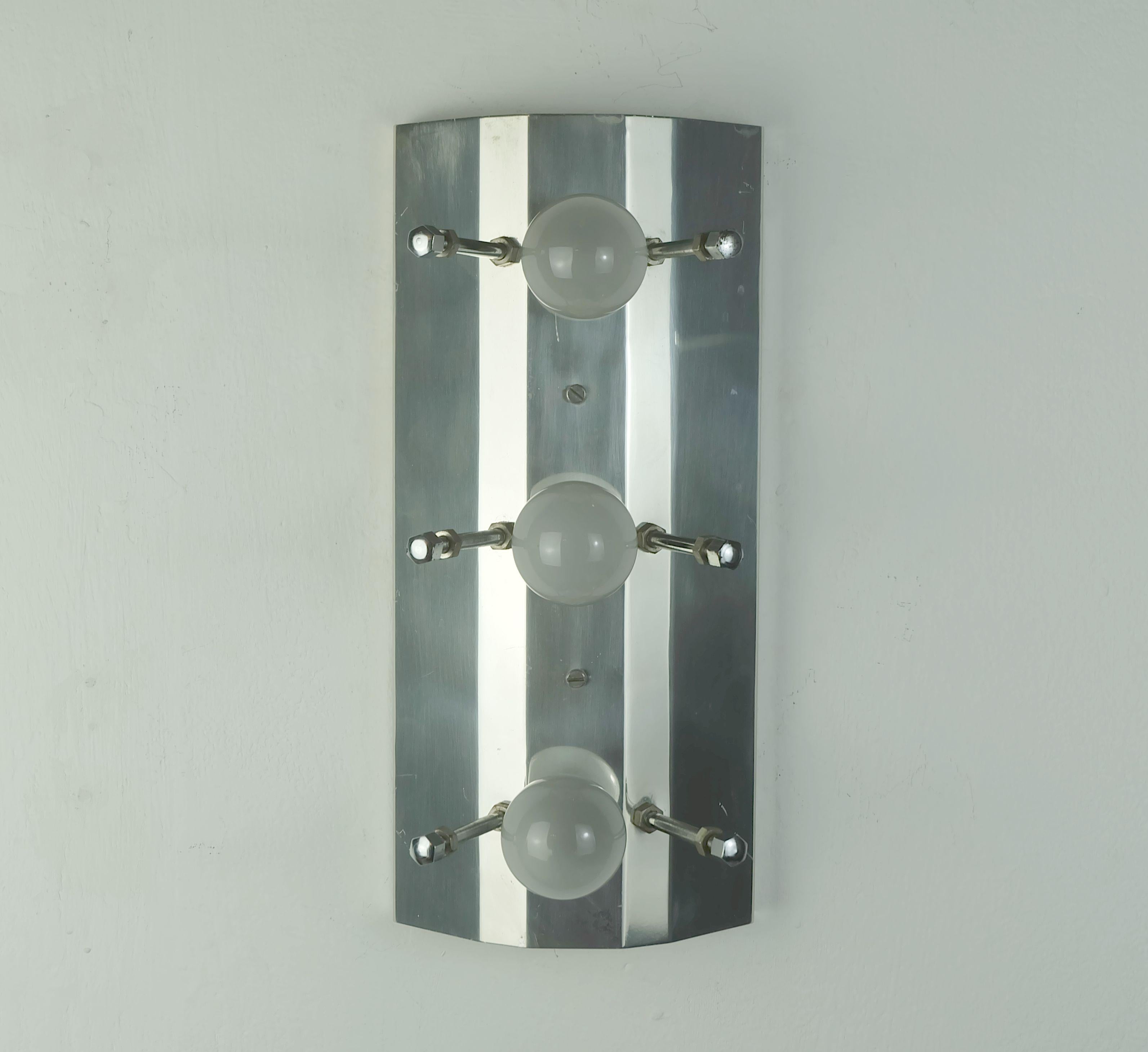 kinkeldey mediados de siglo SCONCE cristal y cromo 6 prismas de cristal años 60 en venta 3