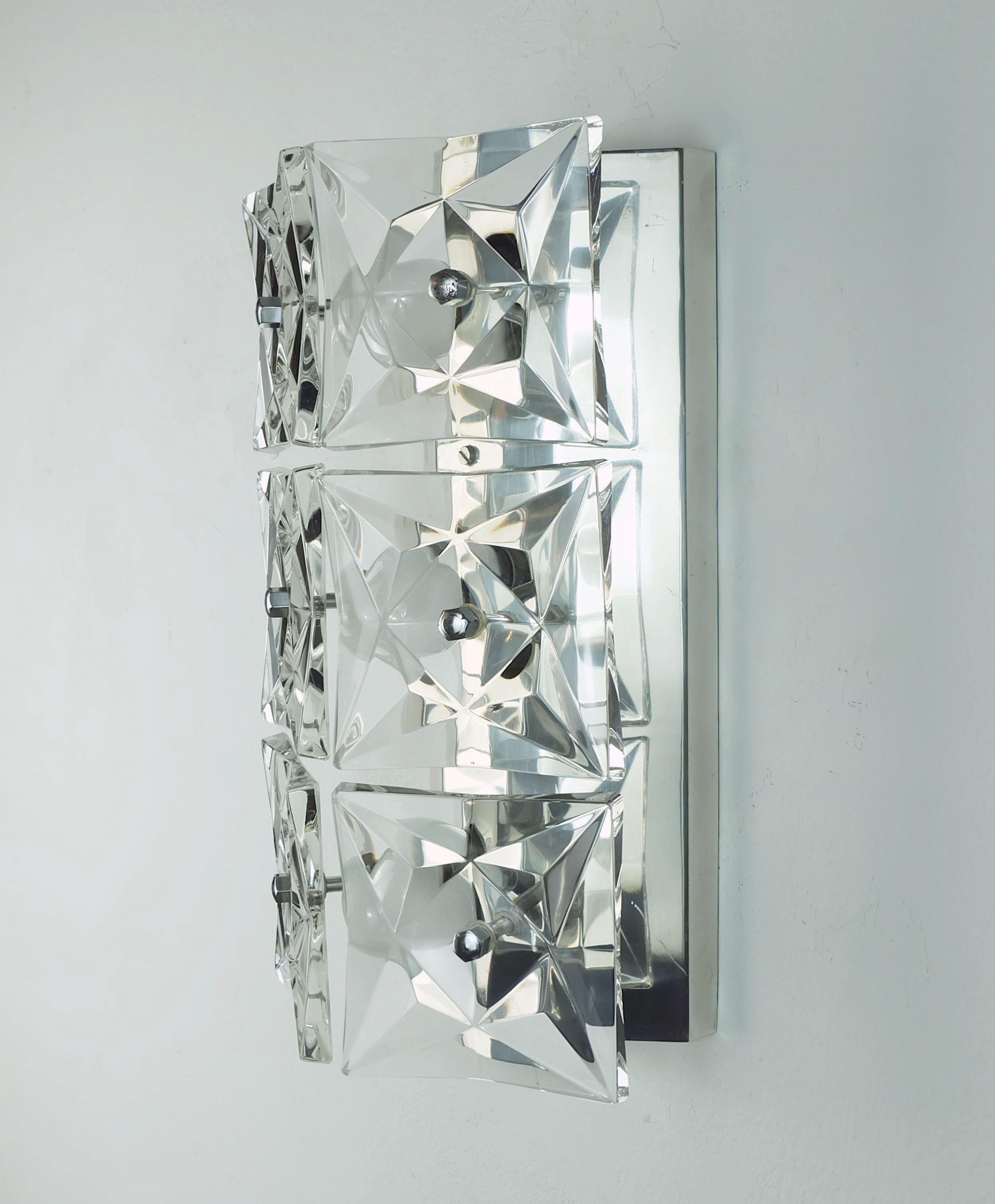 kinkeldey mediados de siglo SCONCE cristal y cromo 6 prismas de cristal años 60 Alemán en venta
