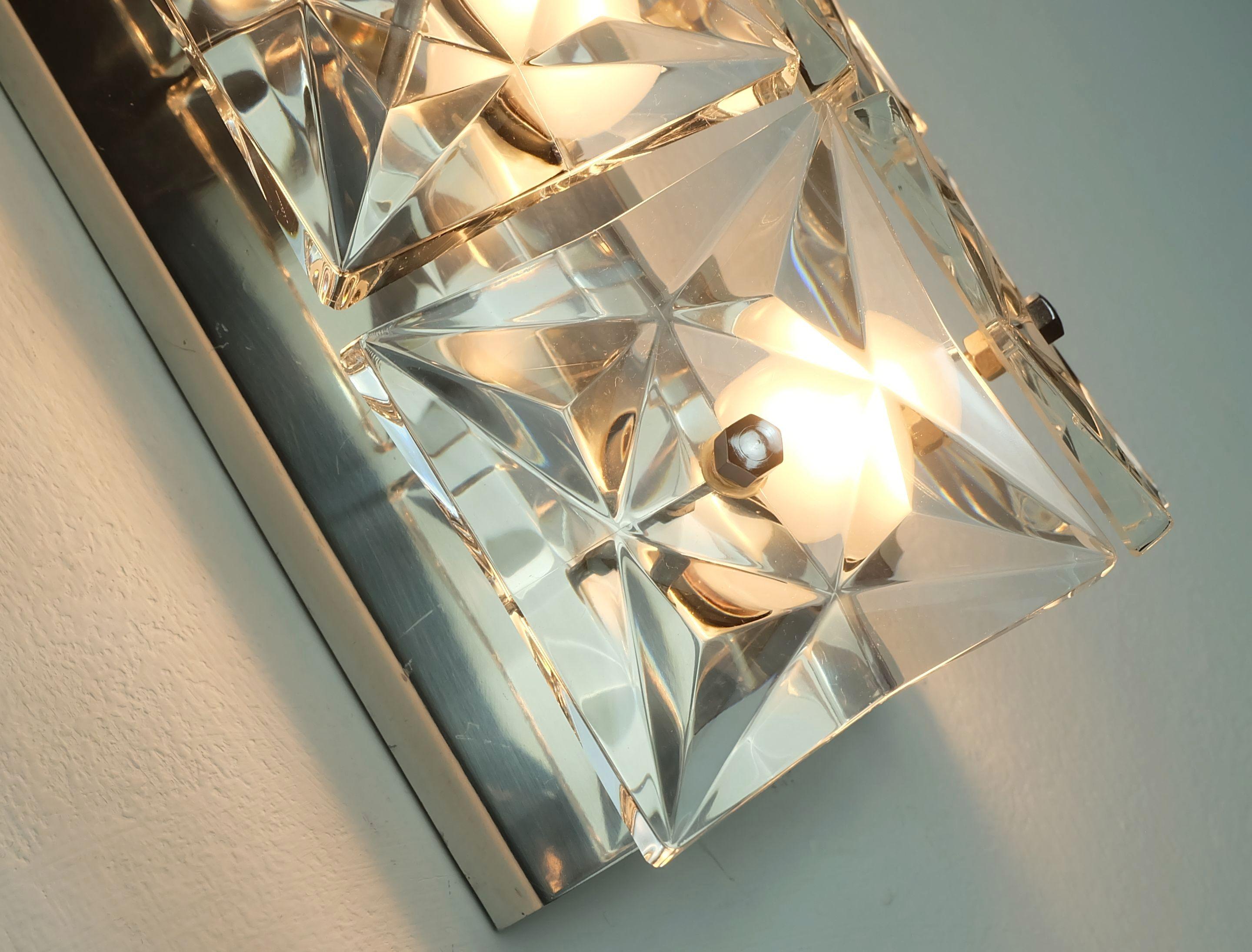 kinkeldey mediados de siglo SCONCE cristal y cromo 6 prismas de cristal años 60 en venta 1