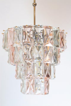 Kinkeldey Chandelier in Pink and Clear Faceted Crystal, 1960s