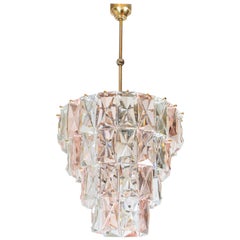 Midcentury Kinkeldey Chandelier in Pink and Clear Faceted Crystal, 1960s