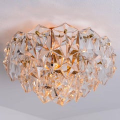 Monture affleurante ronde en laiton et cristal de Kinkeldey, Allemagne, années 1970