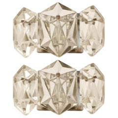 Kinkeldey  Sconces Chrome and Crystal, 1970
