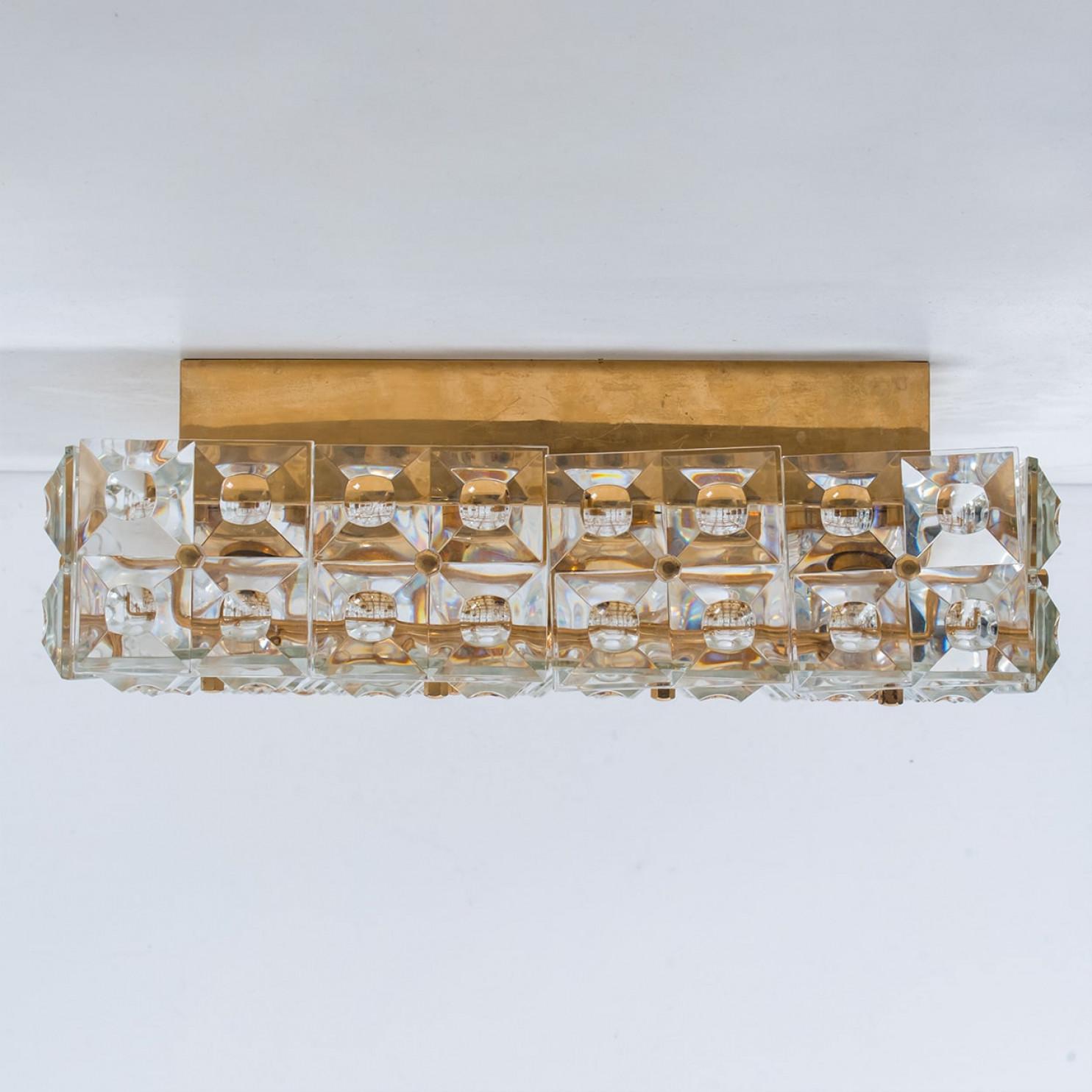 Kinkeldey Monture affleurante carrée en laiton et verre de cristal, Allemagne, années 1970 en vente 2
